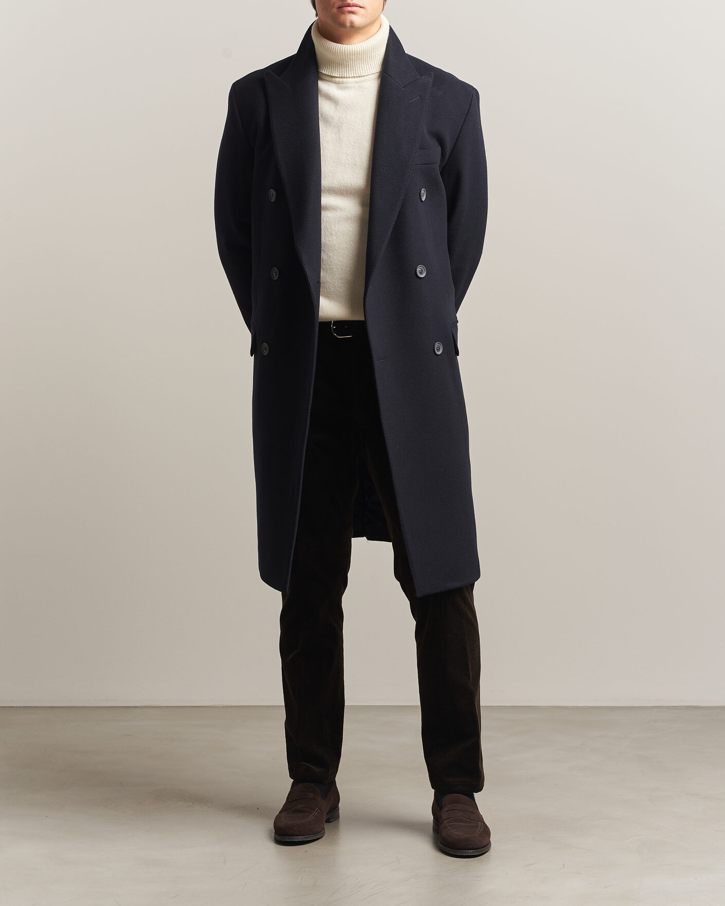 Uomini | Giacche | Oscar Jacobson | Sicily Double Breasted Wool Coat Navy