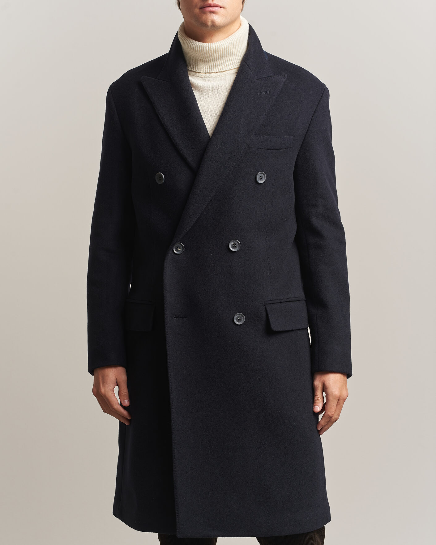 Uomini | Giacche | Oscar Jacobson | Sicily Double Breasted Wool Coat Navy