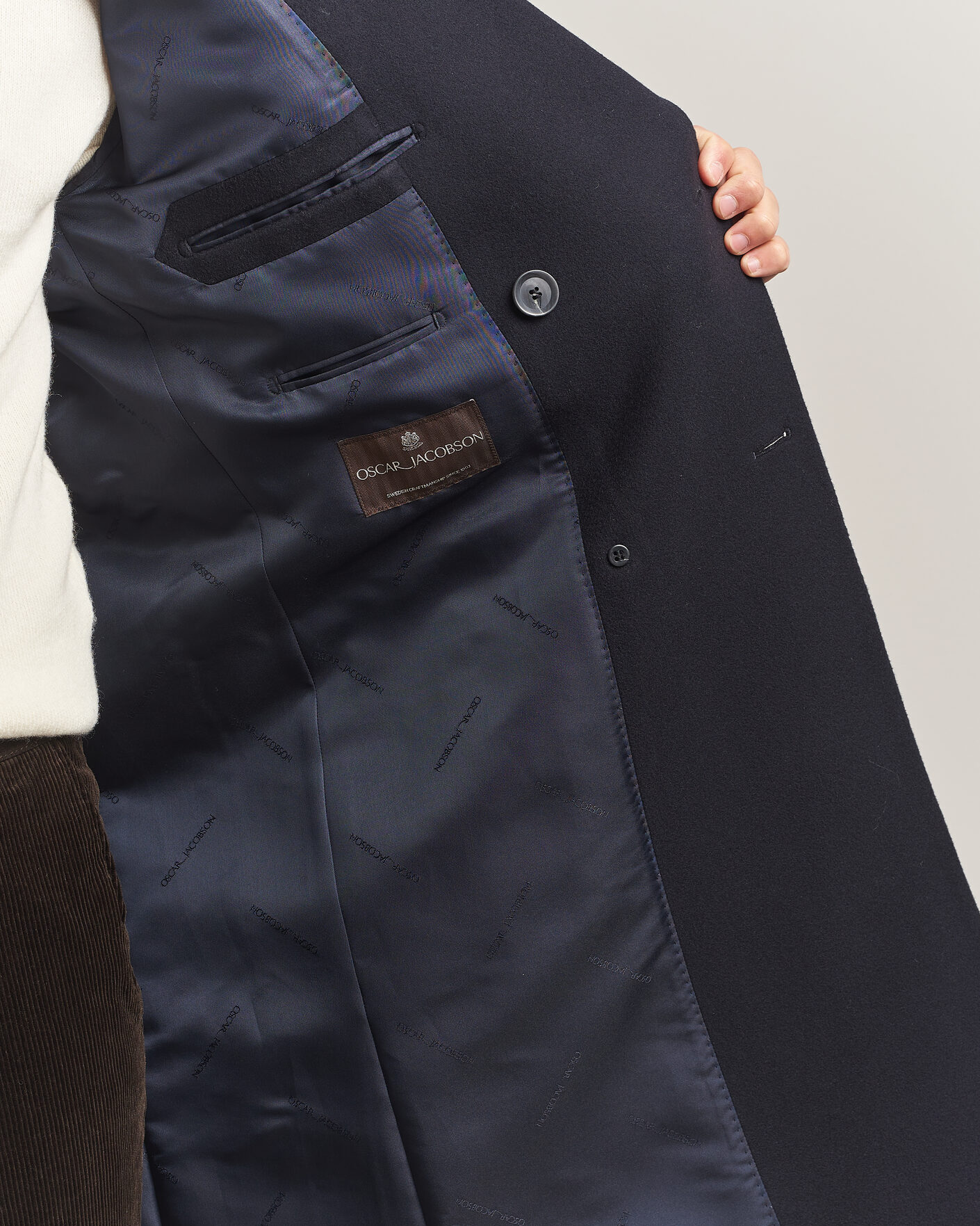 Uomini | Giacche | Oscar Jacobson | Sicily Double Breasted Wool Coat Navy