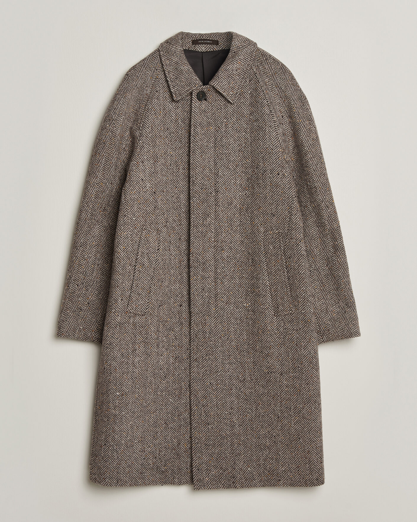 Uomini | Giacche | Oscar Jacobson | Raglan Herringbone Wool Coat Beige