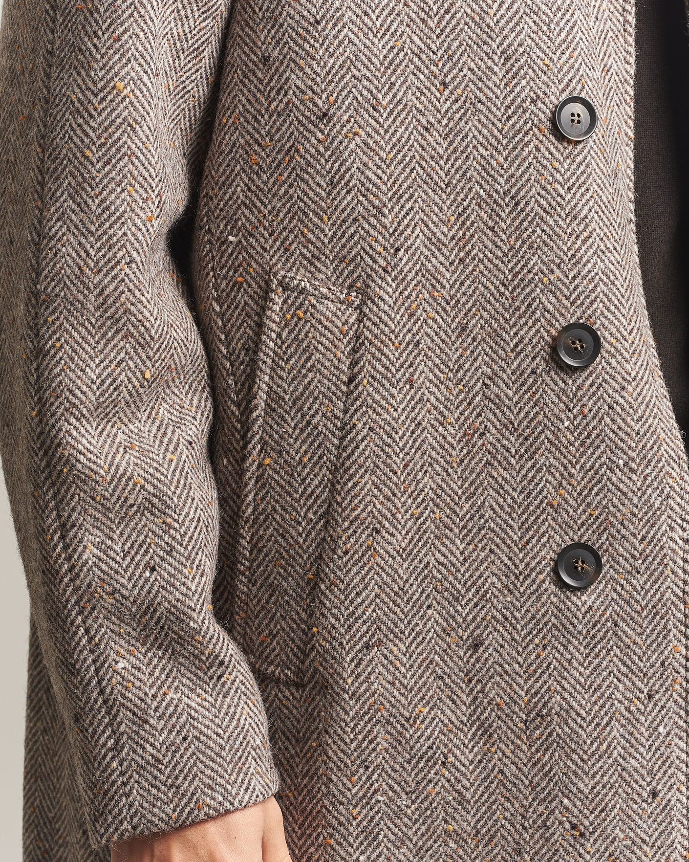 Uomini | Giacche | Oscar Jacobson | Raglan Herringbone Wool Coat Beige