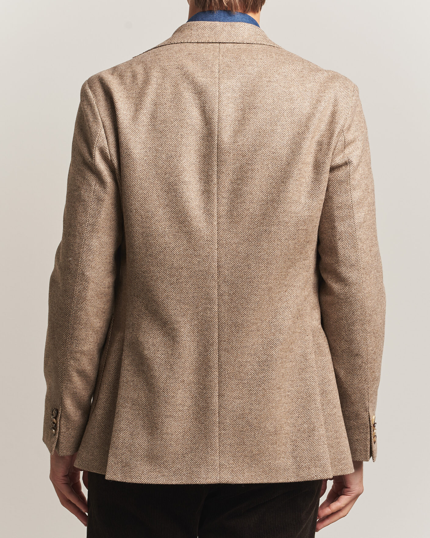 Uomini | Blazers | Oscar Jacobson | Fogerty Herringbone Wool Blazer Beige
