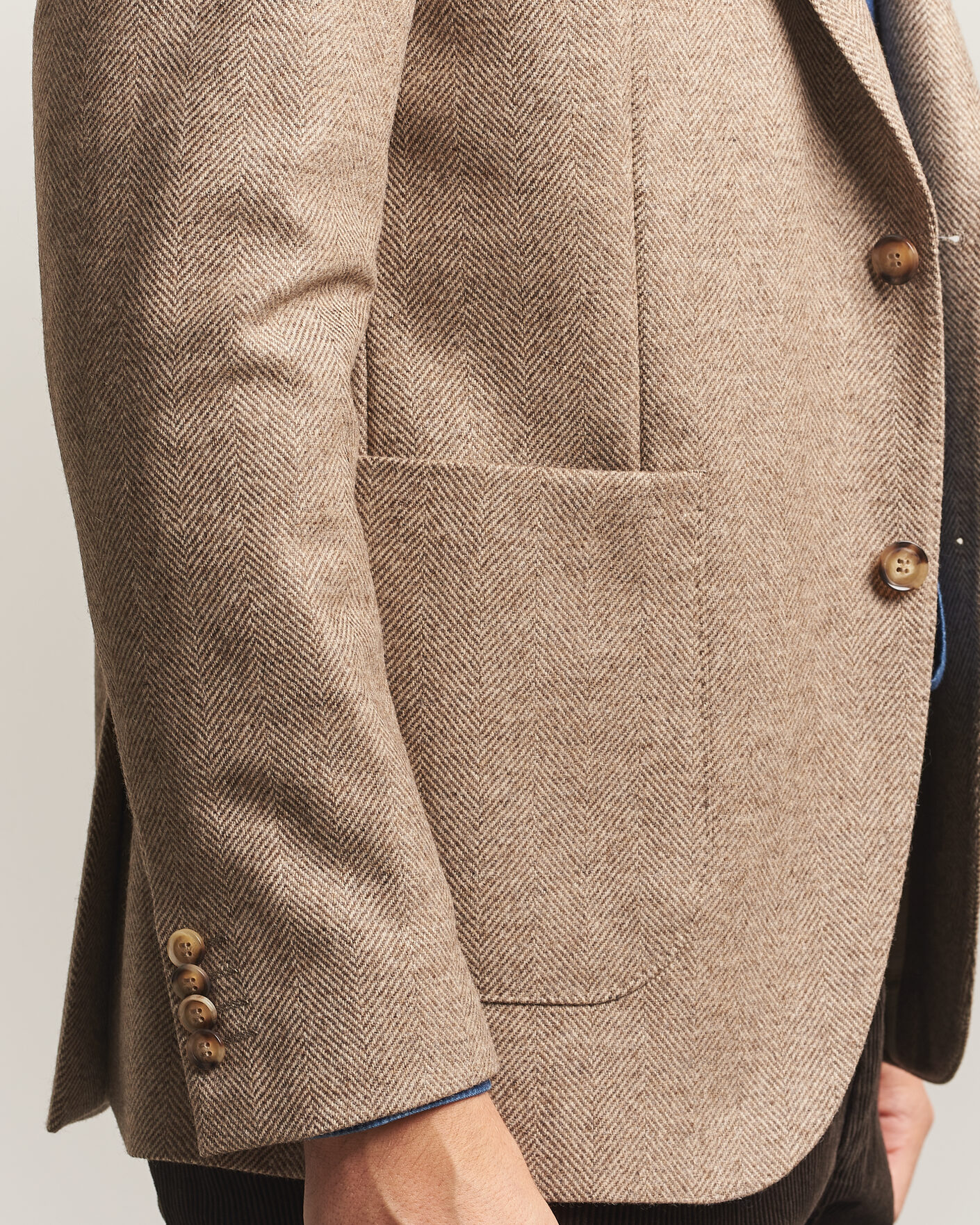 Uomini | Blazers | Oscar Jacobson | Fogerty Herringbone Wool Blazer Beige