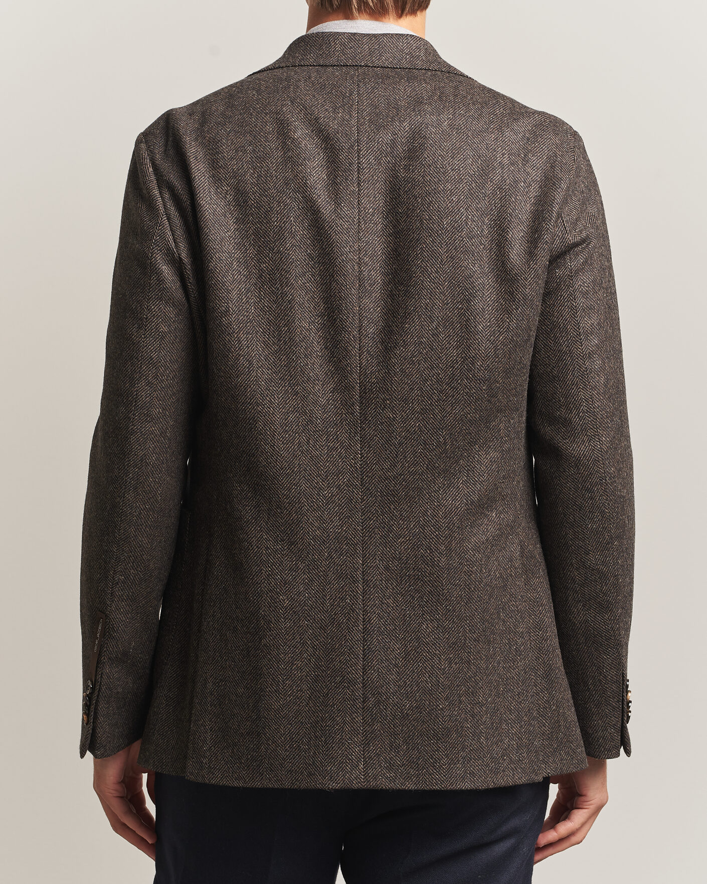 Uomini | Blazers | Oscar Jacobson | Fogerty Herringbone Wool Blazer Brown