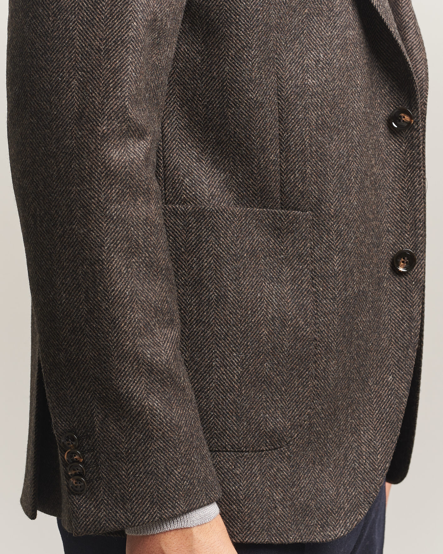Uomini | Blazers | Oscar Jacobson | Fogerty Herringbone Wool Blazer Brown