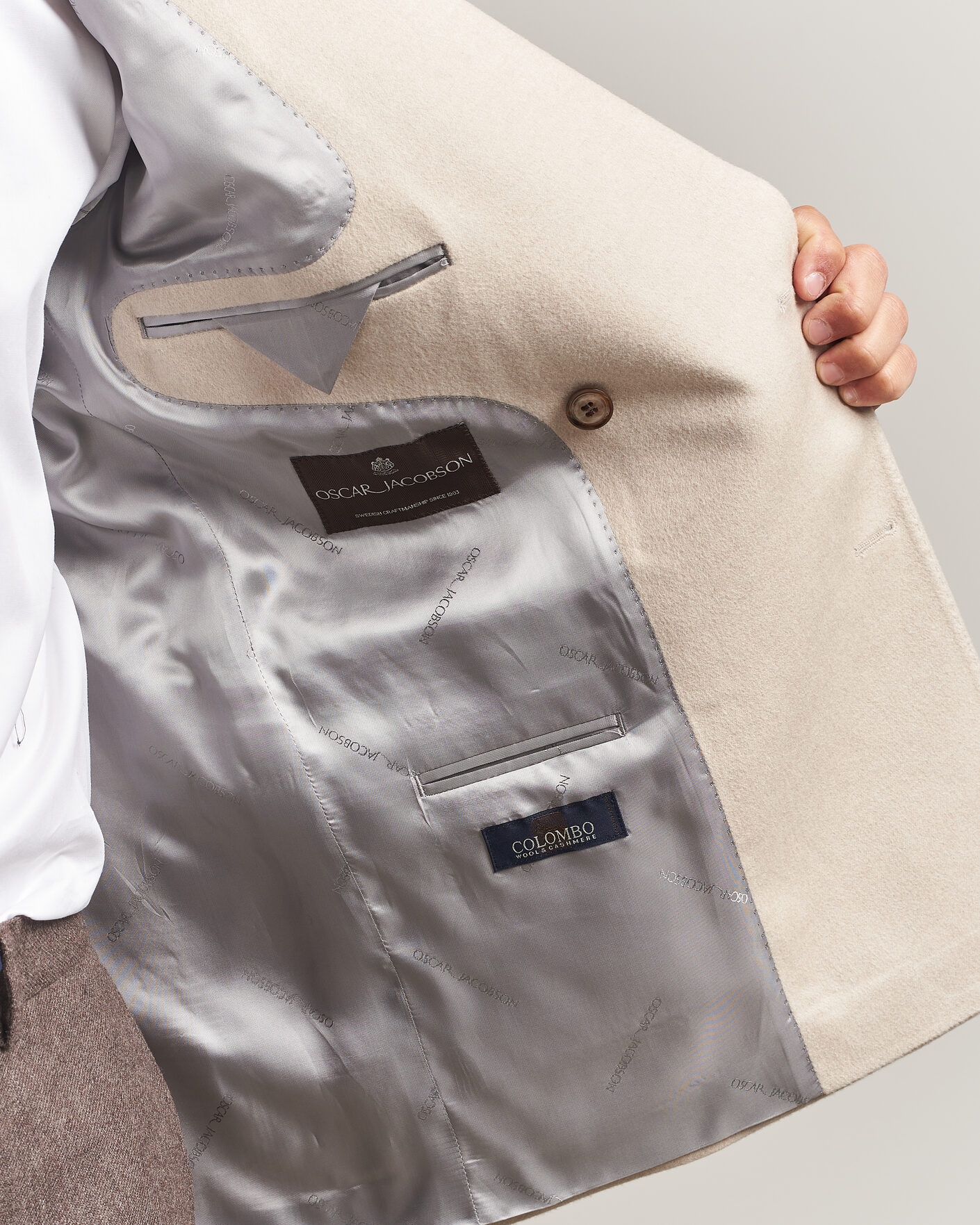 Uomini | Blazers | Oscar Jacobson | Richard Wool/Cashmere DB Blazer Creme