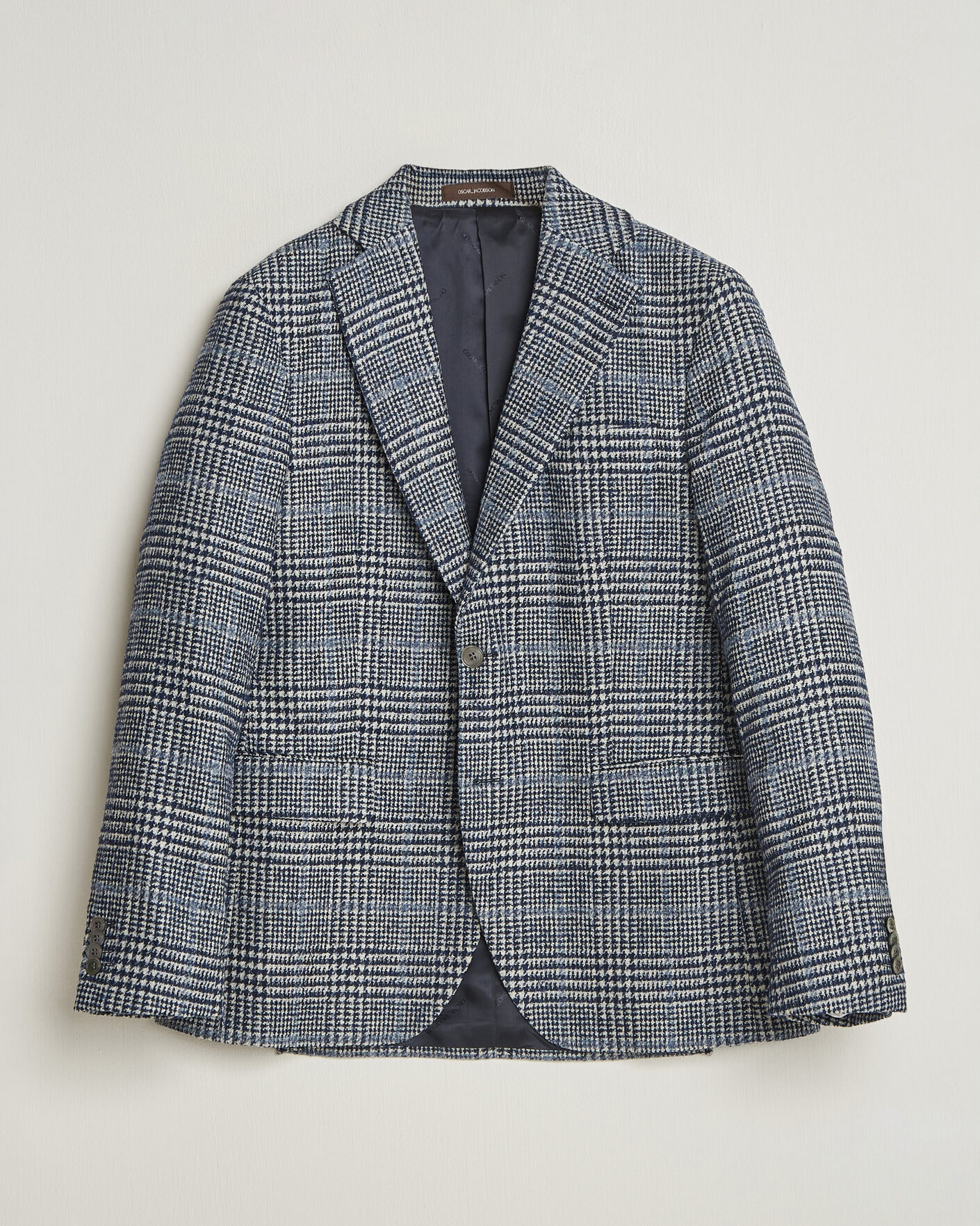 Uomini | Blazers | Oscar Jacobson | Fogerty Checked Wool/Alpaca Blazer Blue