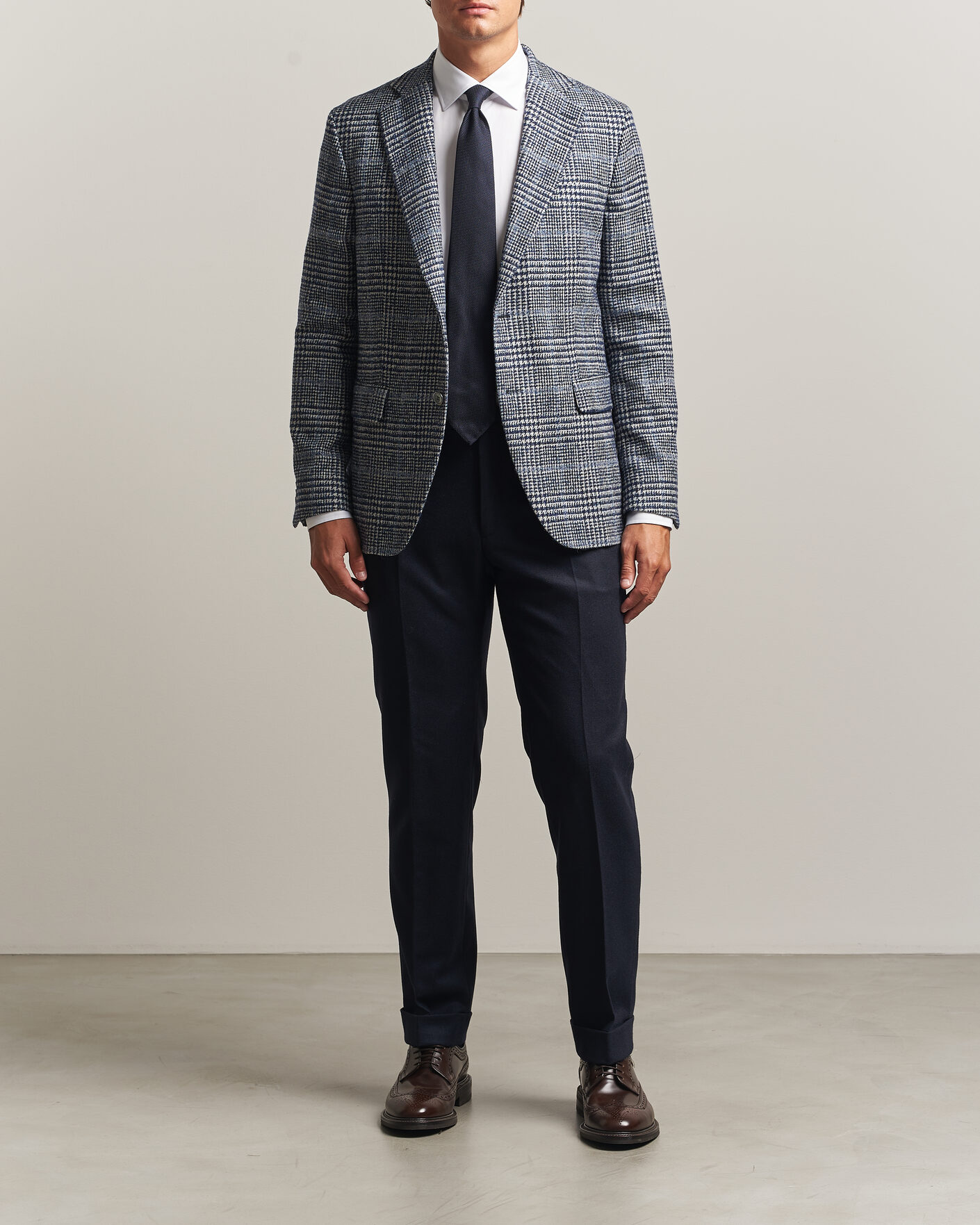 Uomini | Blazers | Oscar Jacobson | Fogerty Checked Wool/Alpaca Blazer Blue