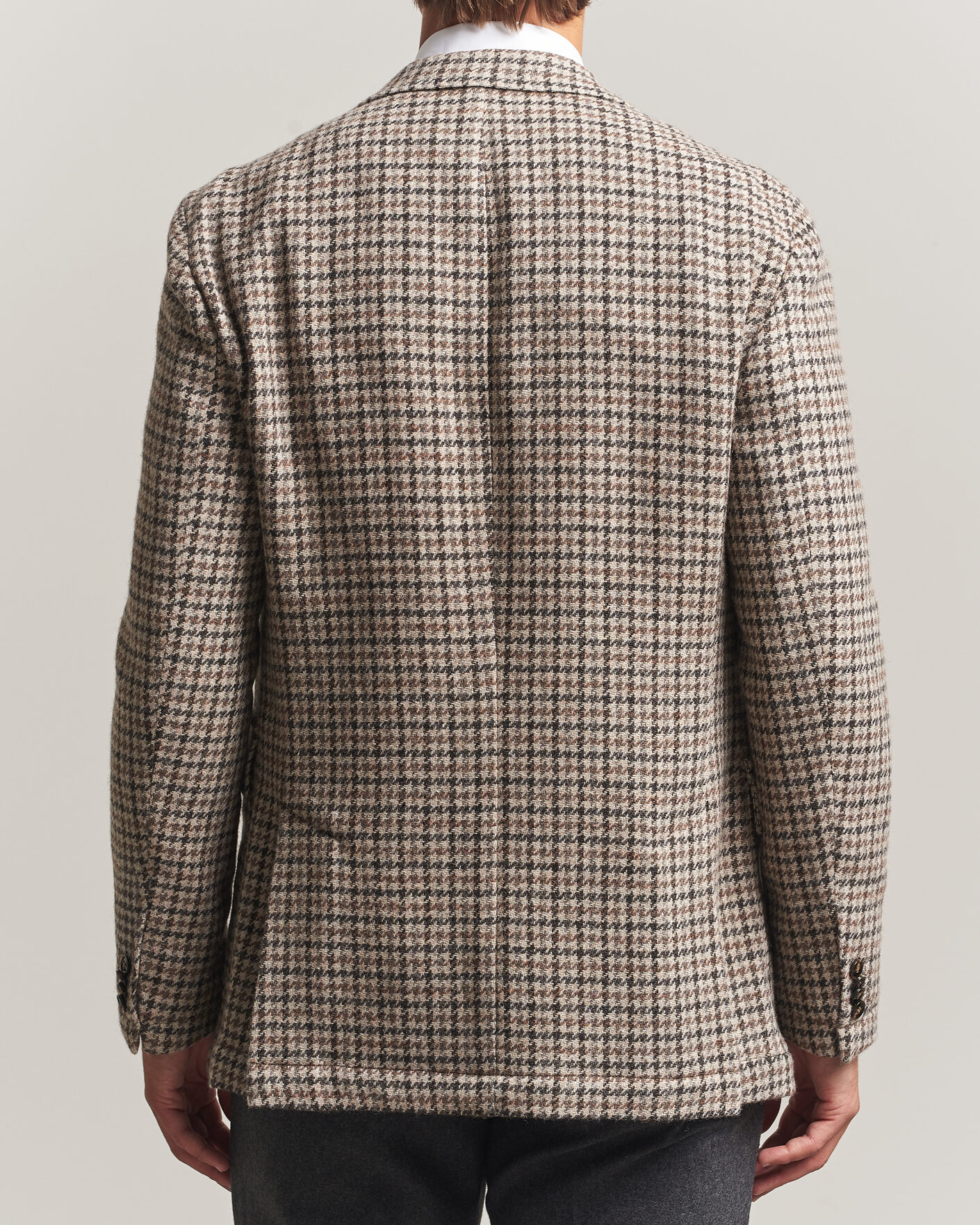 Uomini | Blazers | Oscar Jacobson | Fridolf Wool Houndstooth Patch Blazer Brown