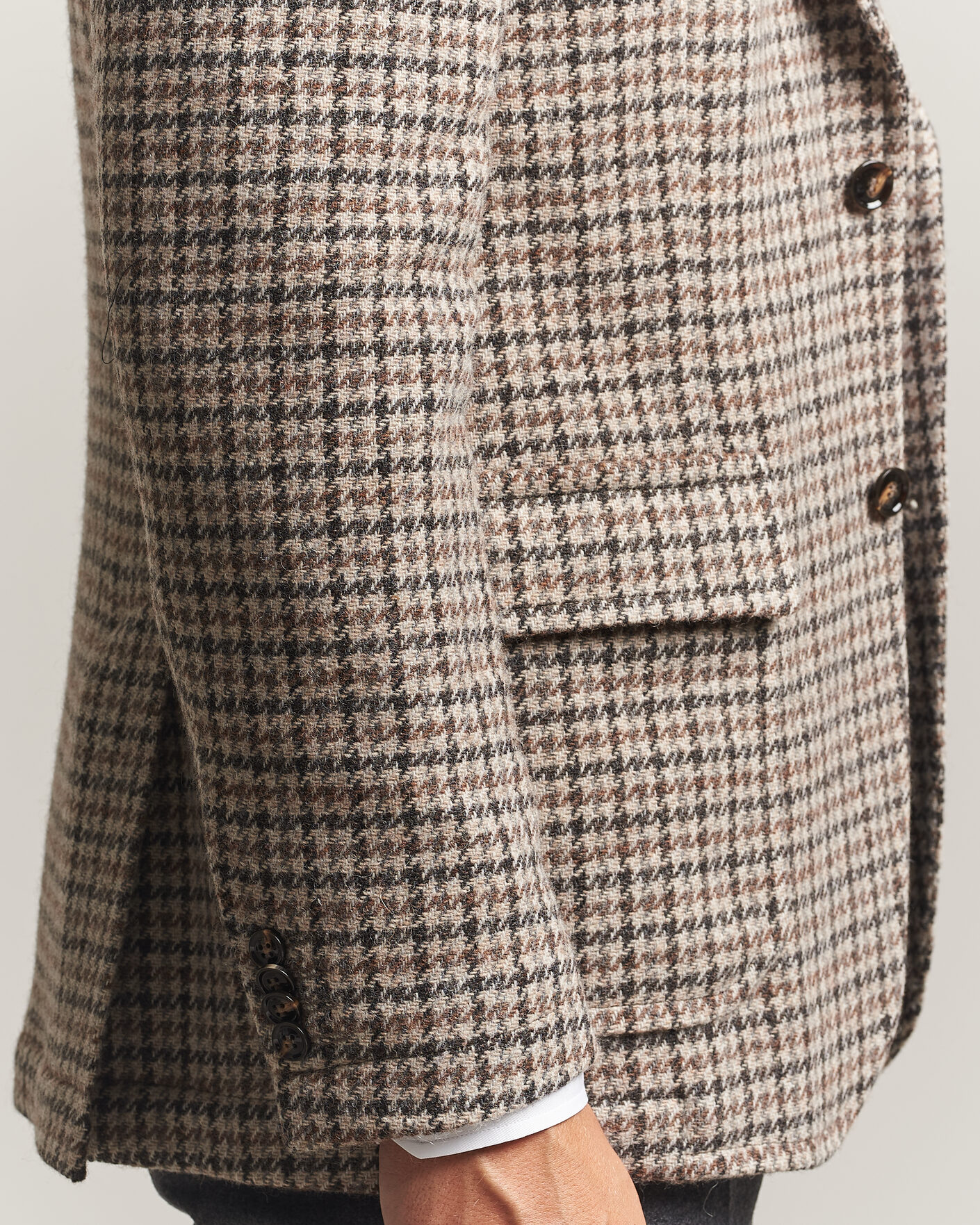 Uomini | Blazers | Oscar Jacobson | Fridolf Wool Houndstooth Patch Blazer Brown