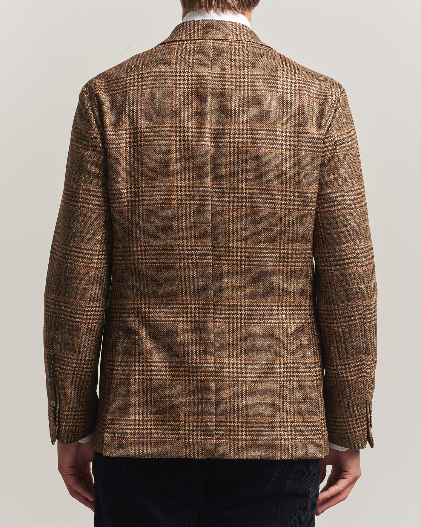 Uomini | Blazers | Oscar Jacobson | Ferry Patch Checked Wool/Cashmere Blazer Brown