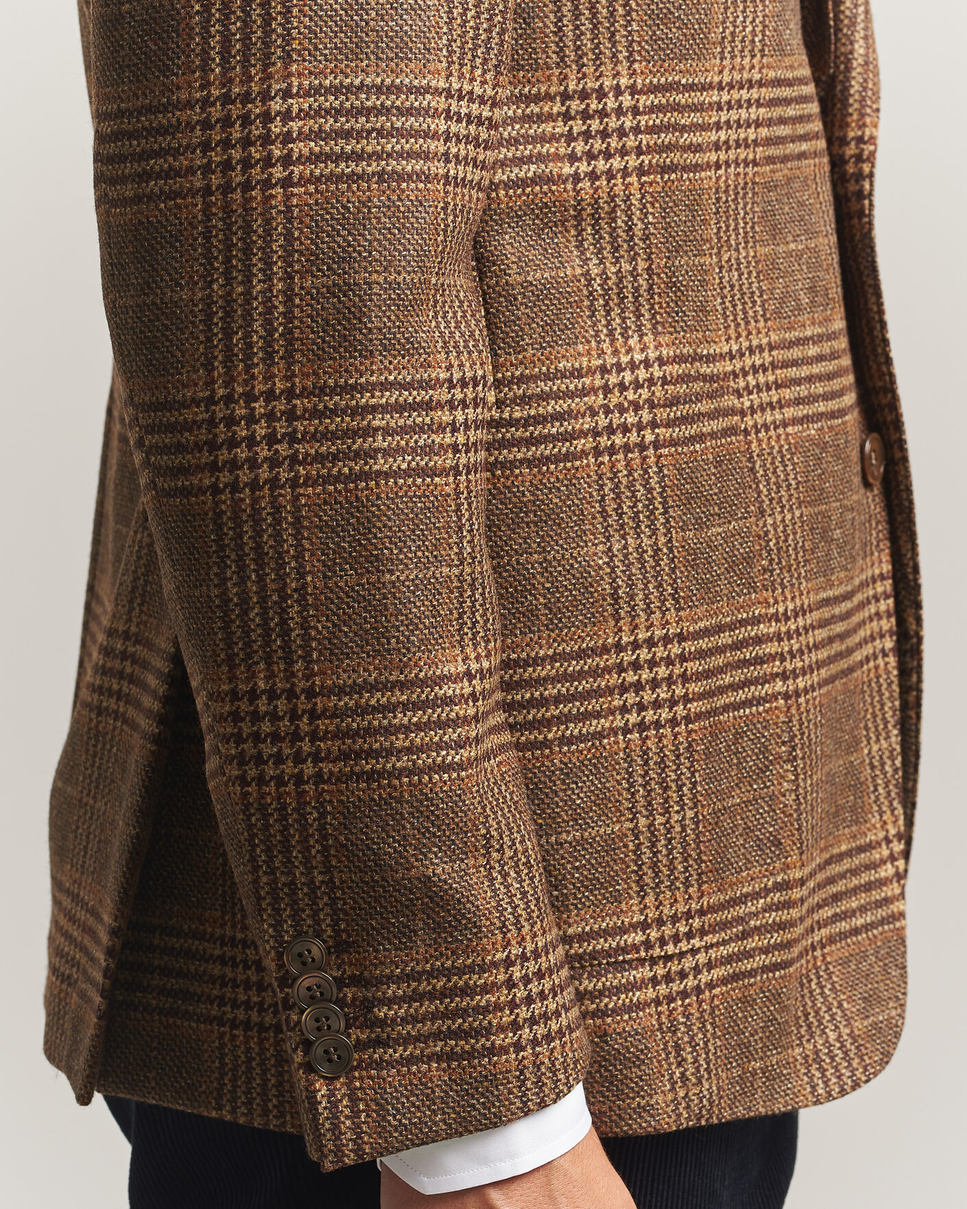 Uomini | Blazers | Oscar Jacobson | Ferry Patch Checked Wool/Cashmere Blazer Brown