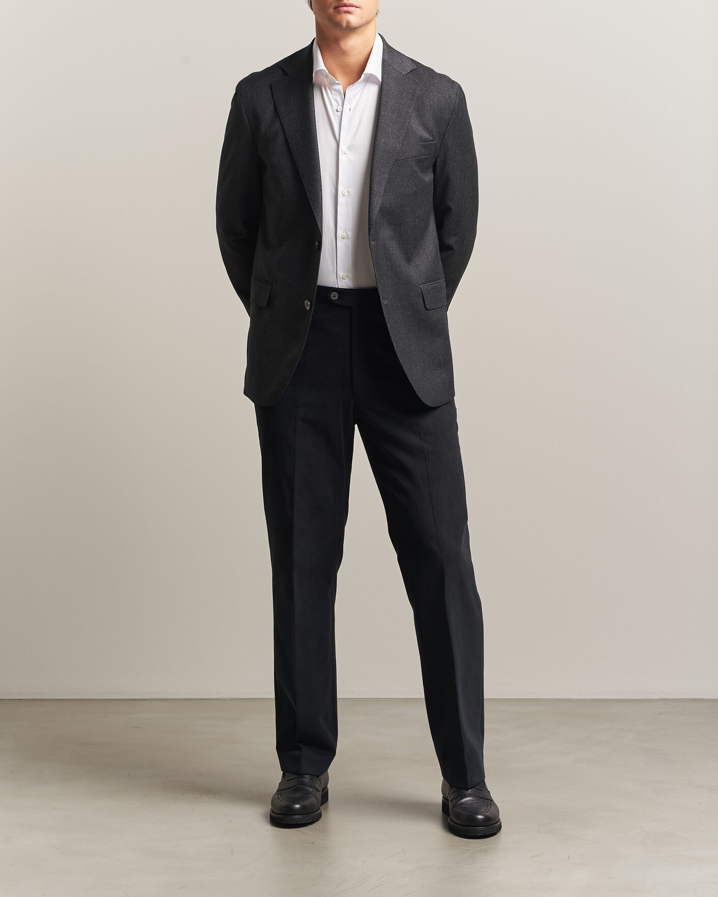 Uomini | Blazers | Oscar Jacobson | Fogerty Wool Flannel Blazer Charcoal