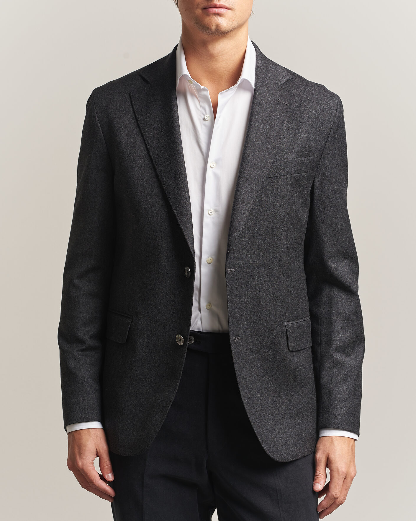 Uomini | Blazers | Oscar Jacobson | Fogerty Wool Flannel Blazer Charcoal