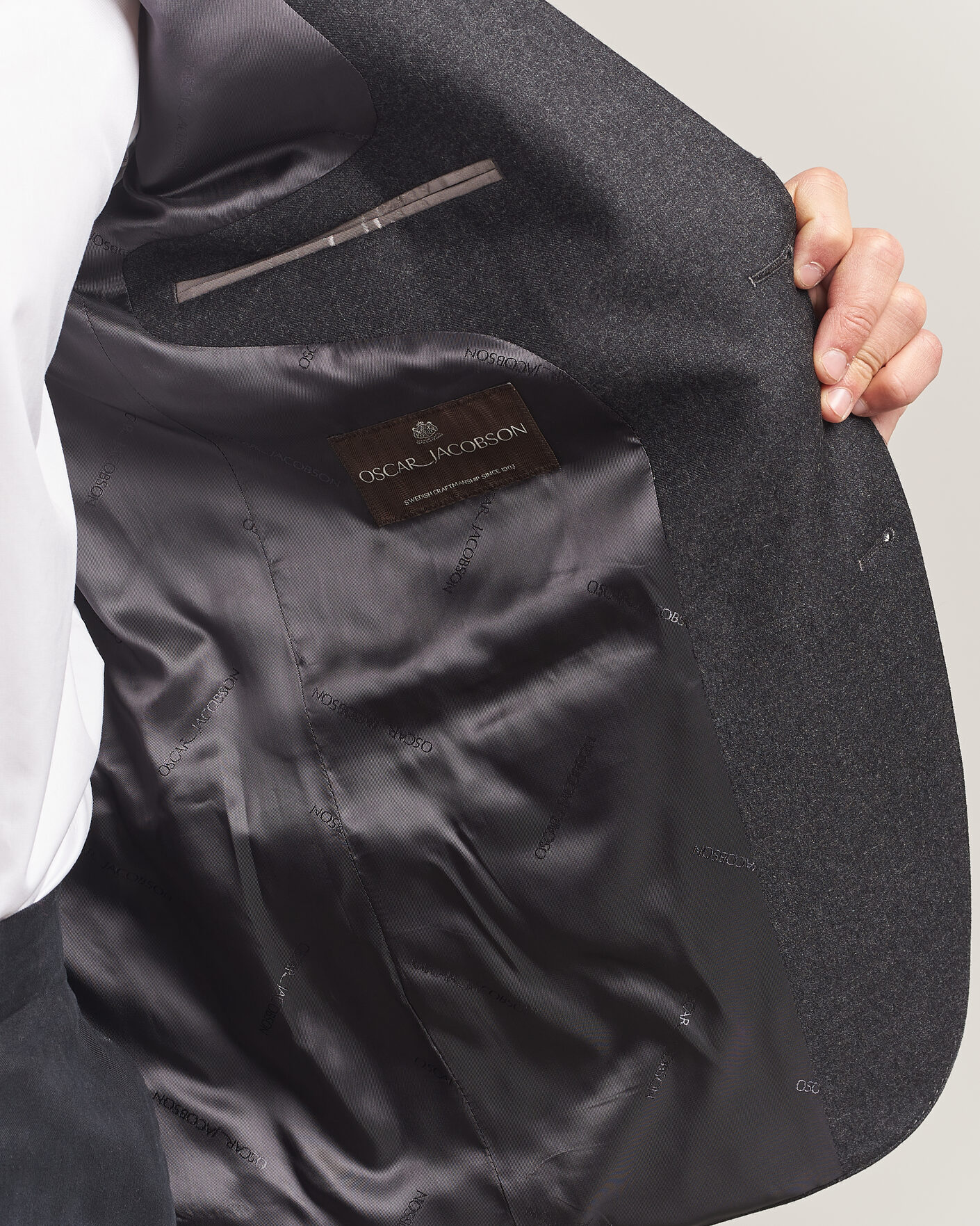 Uomini | Blazers | Oscar Jacobson | Fogerty Wool Flannel Blazer Charcoal