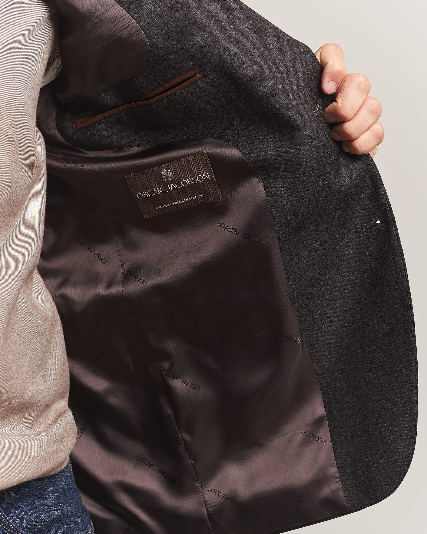 Uomini | Blazers | Oscar Jacobson | Fogerty Wool Flannel Blazer Brown