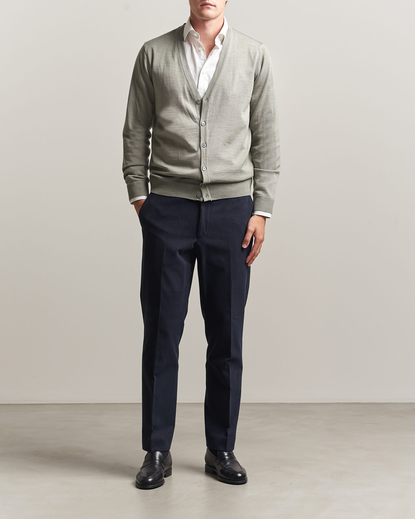 Uomini | Pantaloni | Oscar Jacobson | Dandy Brushed Cotton Trousers Blue