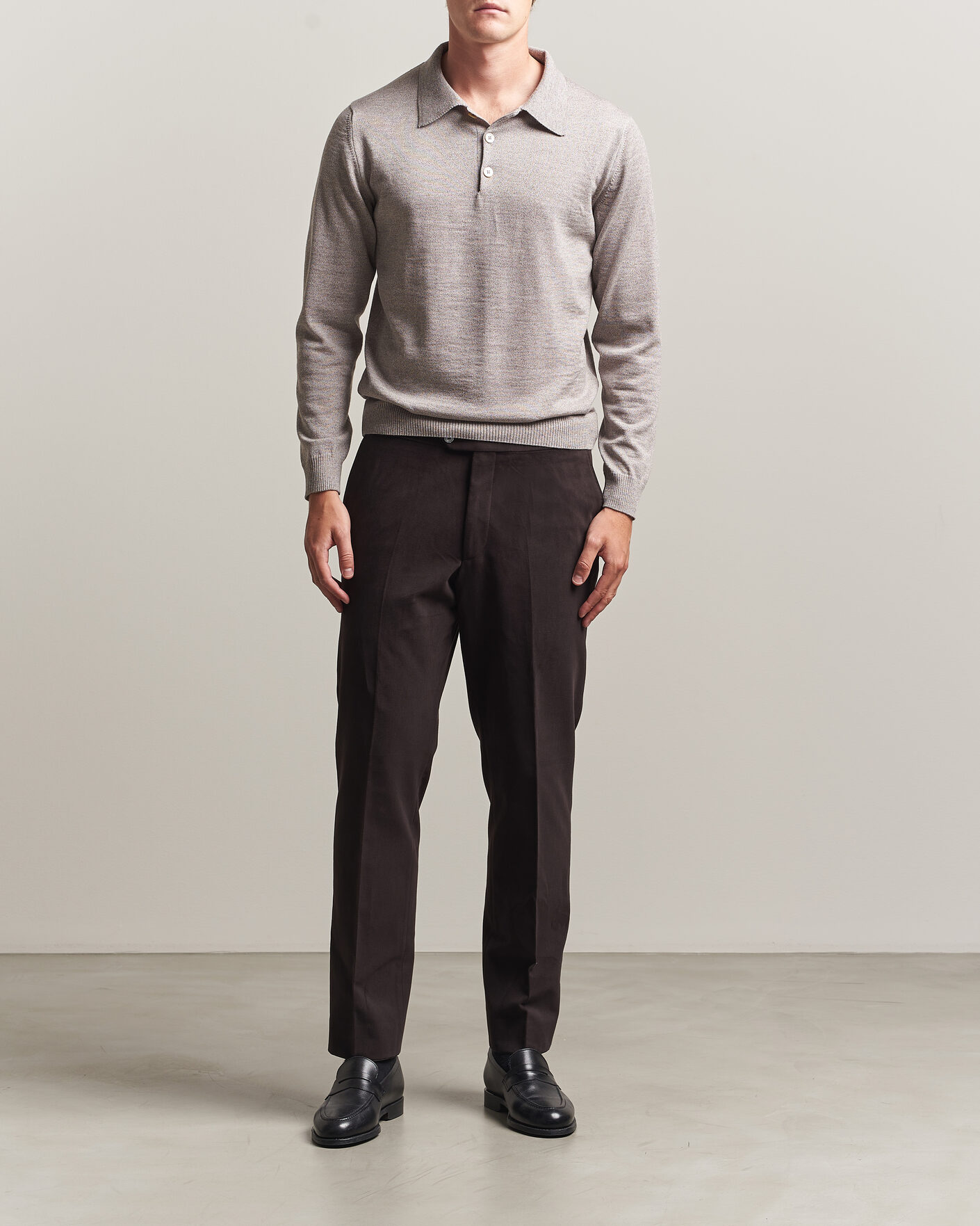 Uomini | Pantaloni | Oscar Jacobson | Dandy Brushed Cotton Trousers Brown
