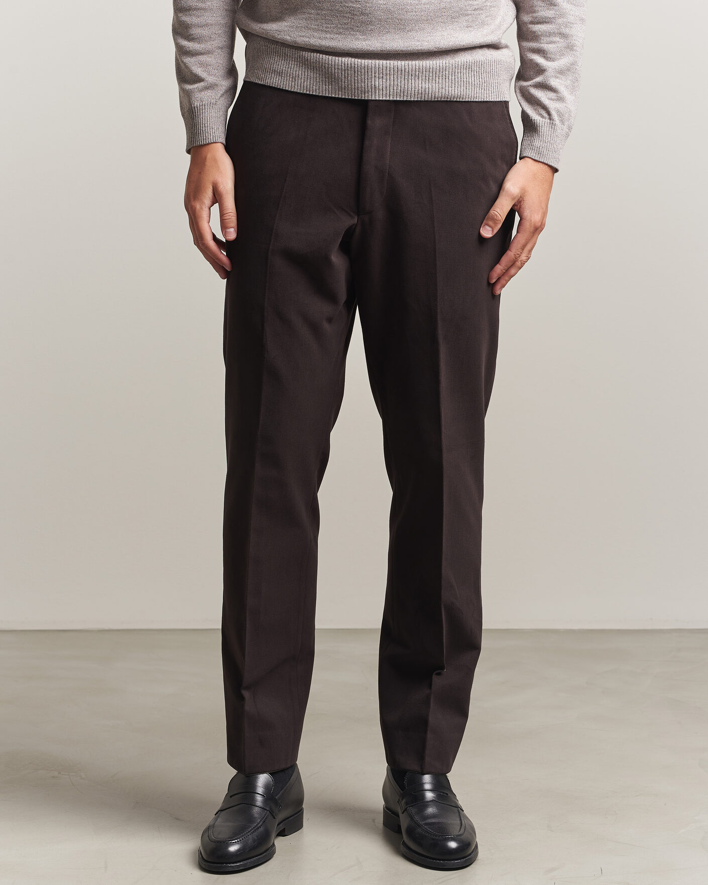 Uomini | Pantaloni | Oscar Jacobson | Dandy Brushed Cotton Trousers Brown