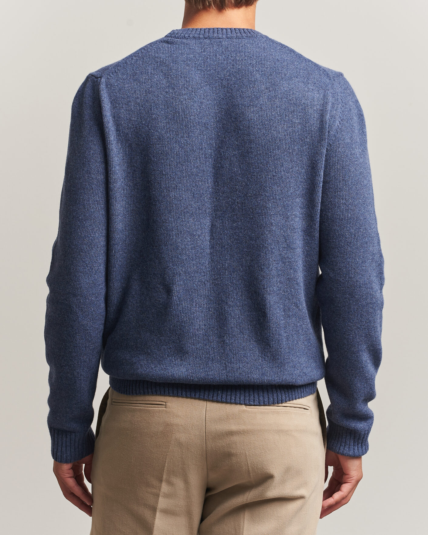 Uomini | Maglieria | Stenströms | Brushed Merino Crew Neck Blue