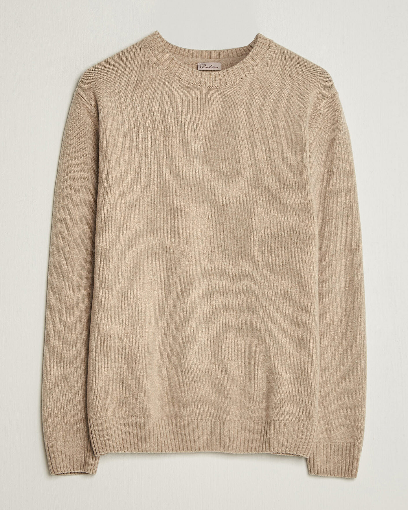 Uomini | Maglieria | Stenströms | Brushed Merino Crew Neck Beige