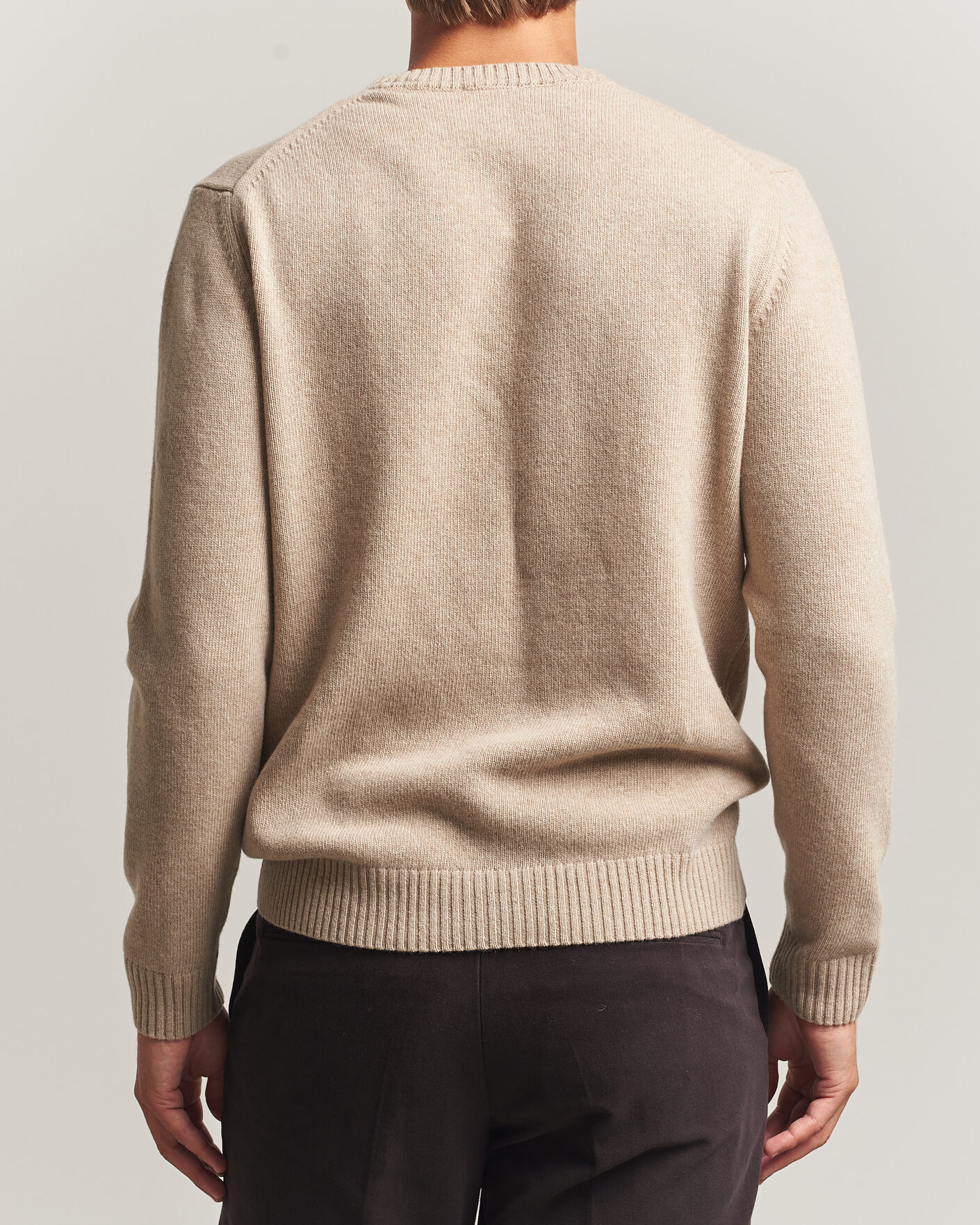 Uomini | Maglieria | Stenströms | Brushed Merino Crew Neck Beige