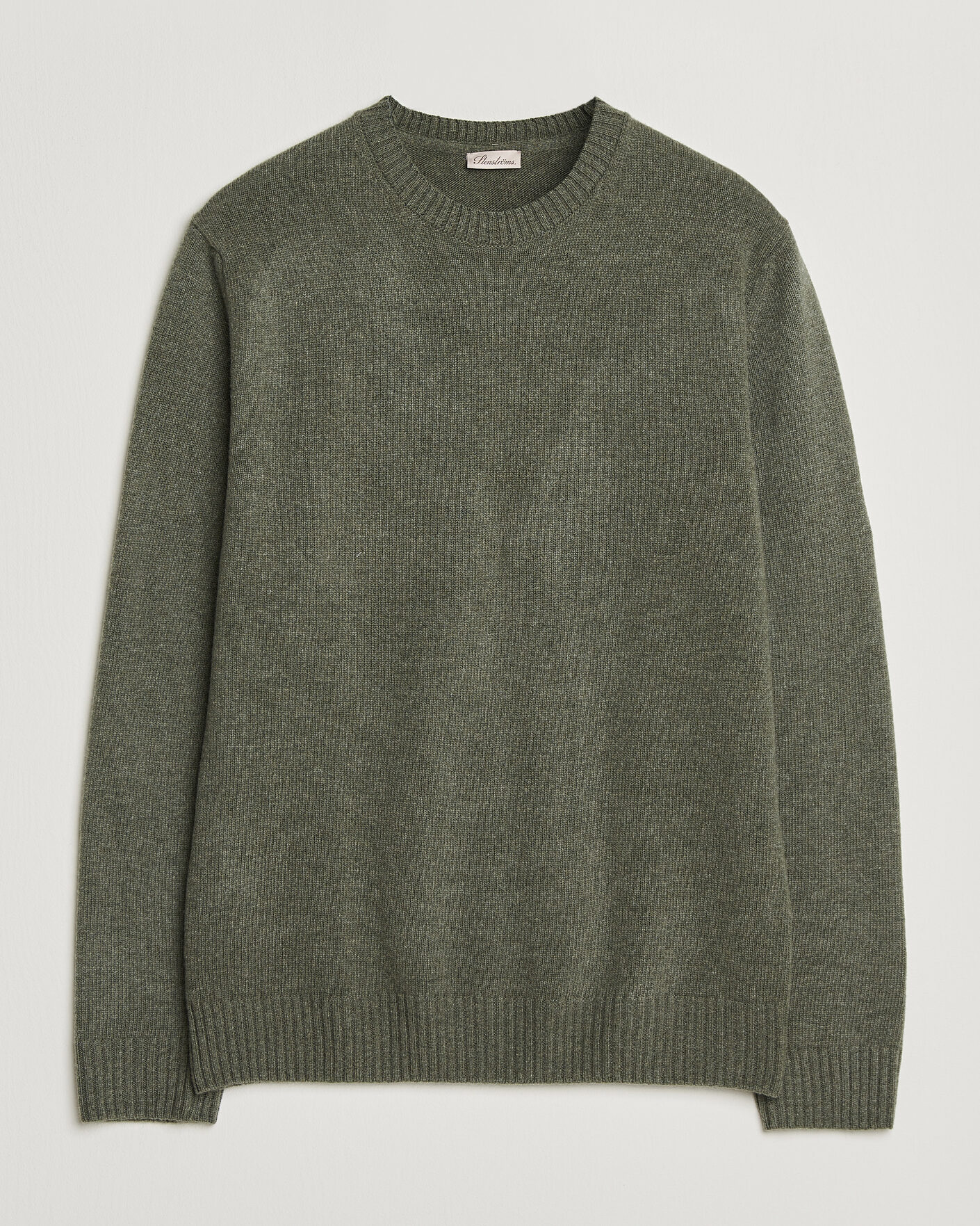 Uomini | Maglieria | Stenströms | Brushed Merino Crew Neck Green