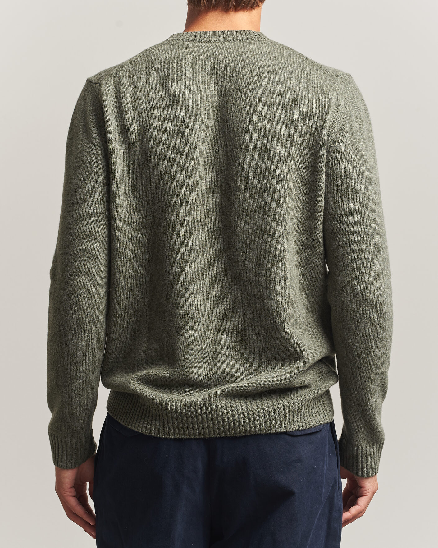 Uomini | Maglieria | Stenströms | Brushed Merino Crew Neck Green
