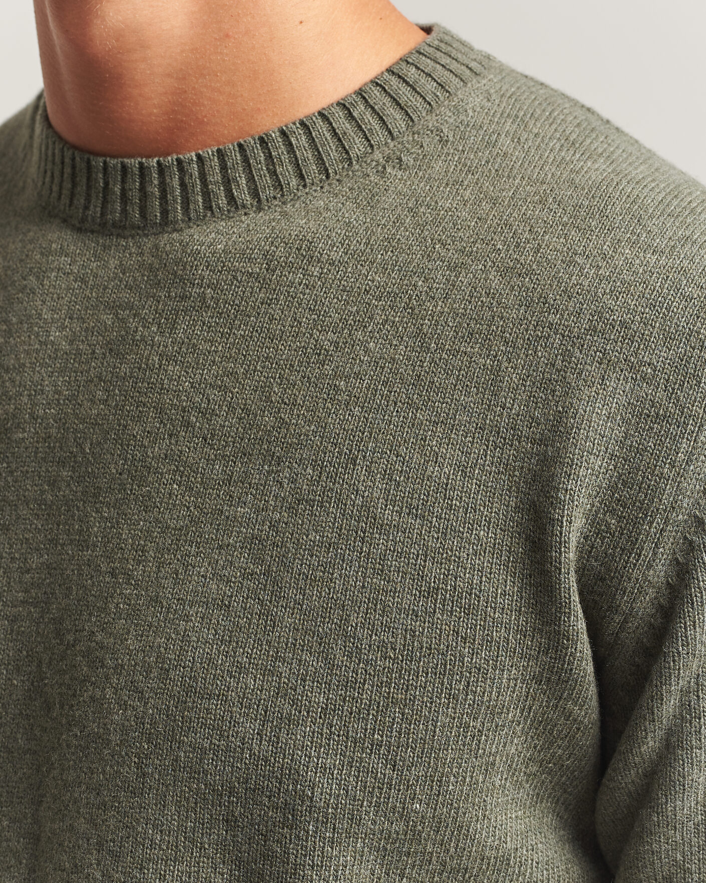 Uomini | Maglieria | Stenströms | Brushed Merino Crew Neck Green