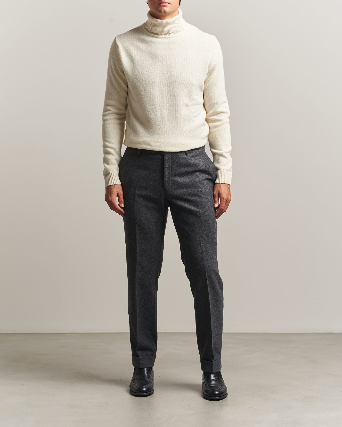 Uomini | Maglieria | Stenströms | Brushed Merino Rollneck Off White