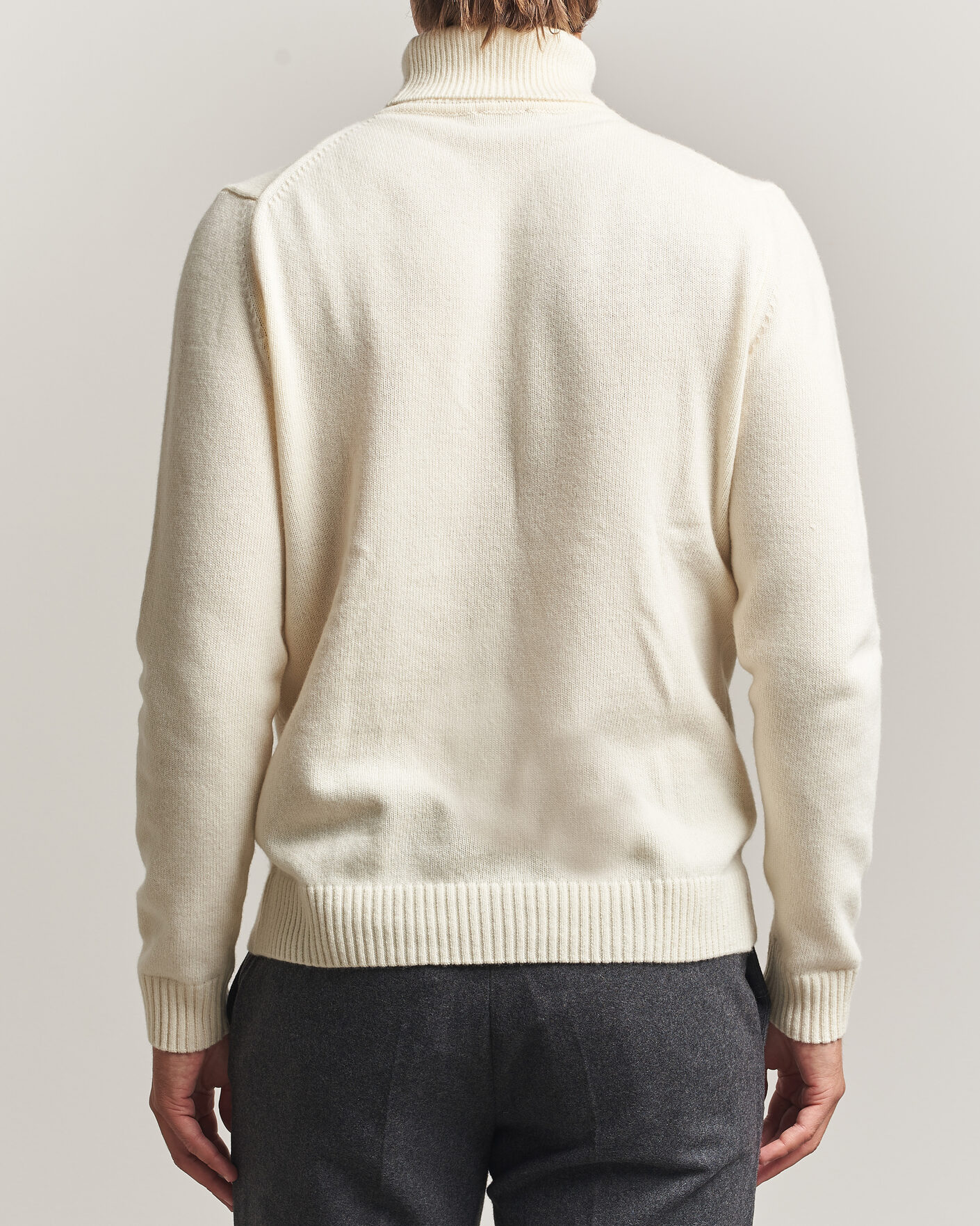 Uomini | Maglieria | Stenströms | Brushed Merino Rollneck Off White