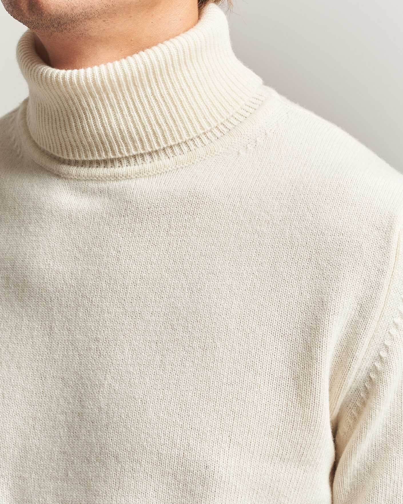 Uomini | Maglieria | Stenströms | Brushed Merino Rollneck Off White