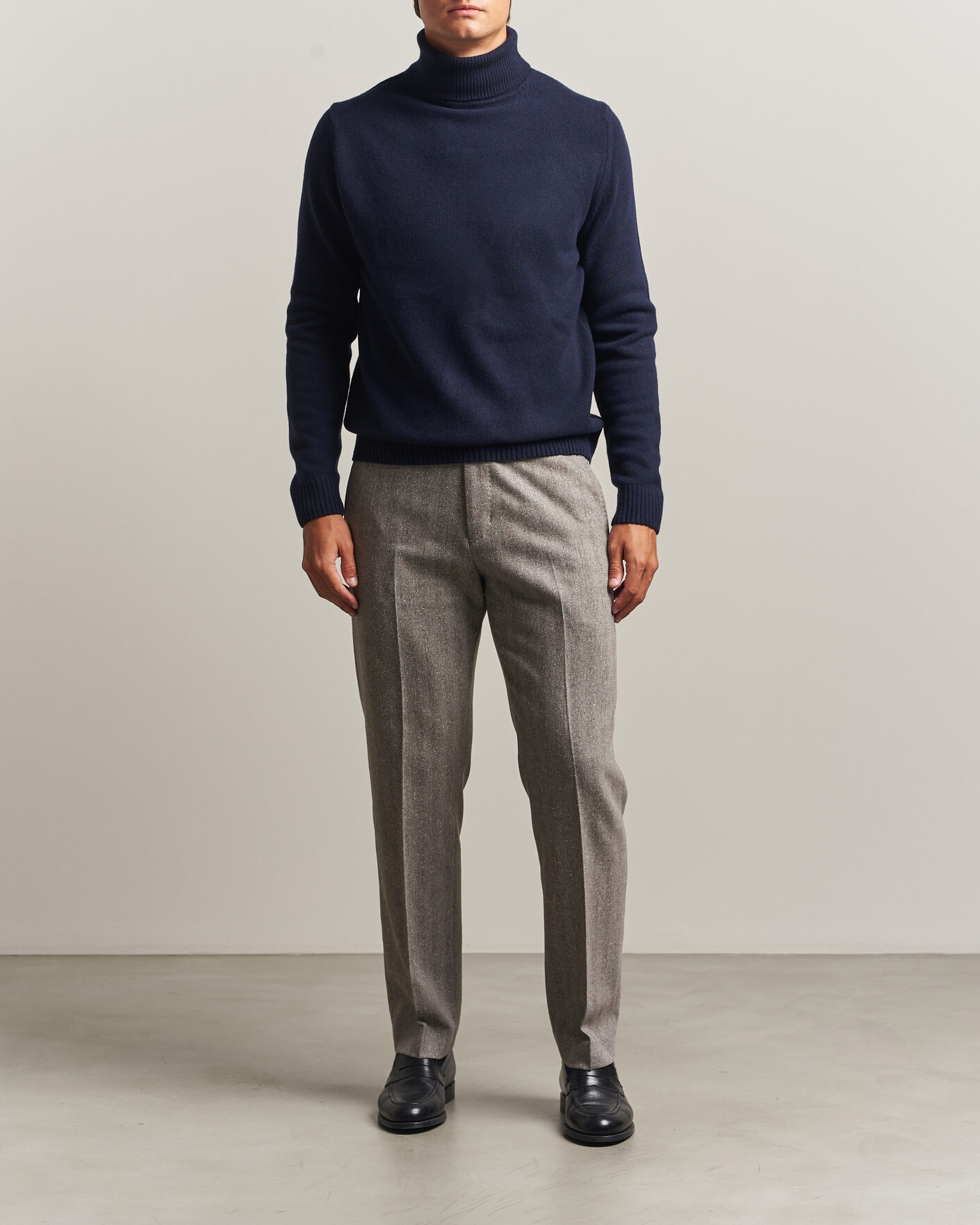Uomini | Maglieria | Stenströms | Brushed Merino Rollneck Navy