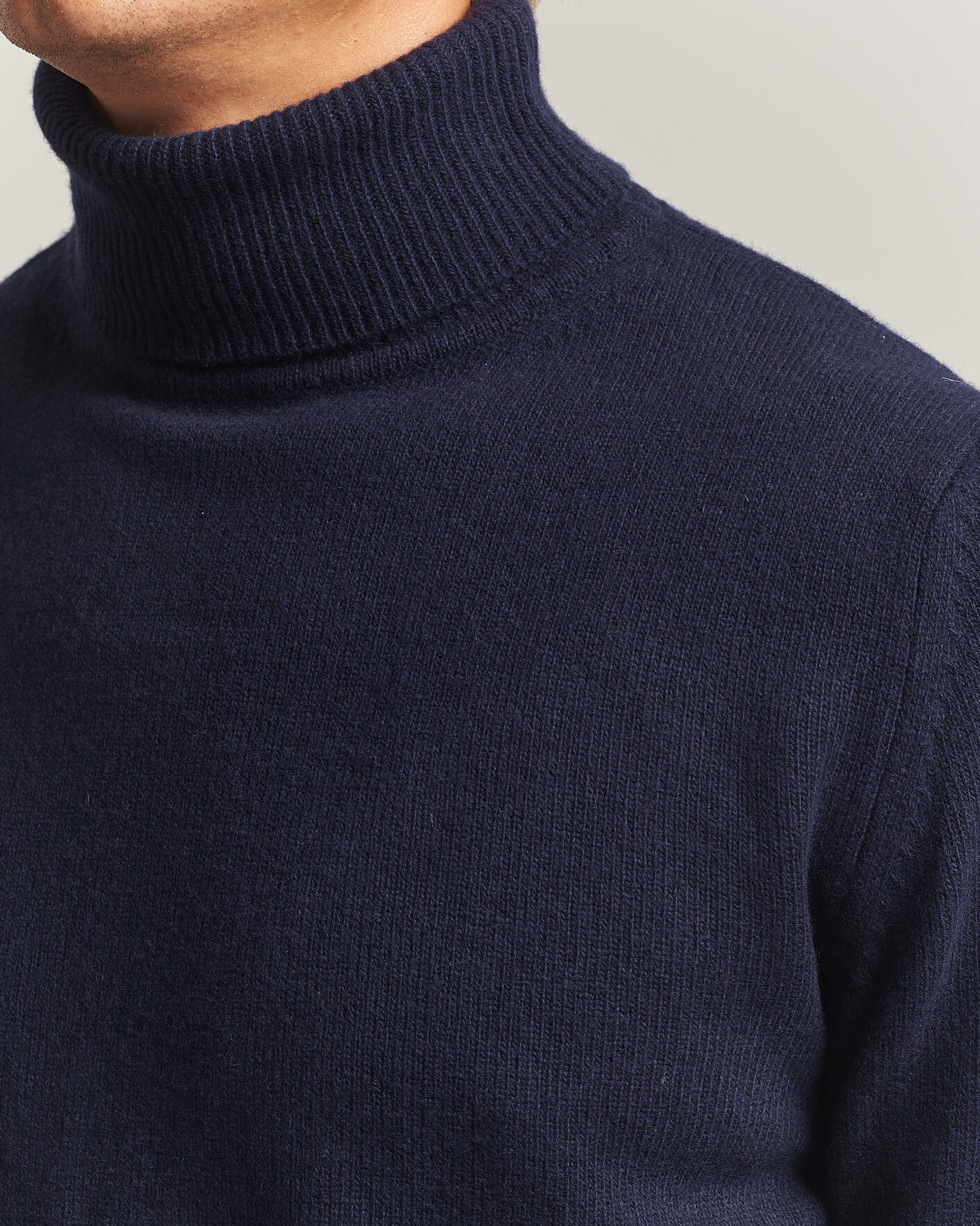 Uomini | Maglieria | Stenströms | Brushed Merino Rollneck Navy