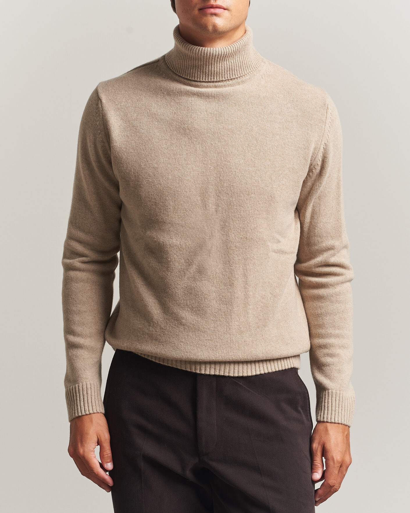 Uomini | Maglieria | Stenströms | Brushed Merino Rollneck Beige
