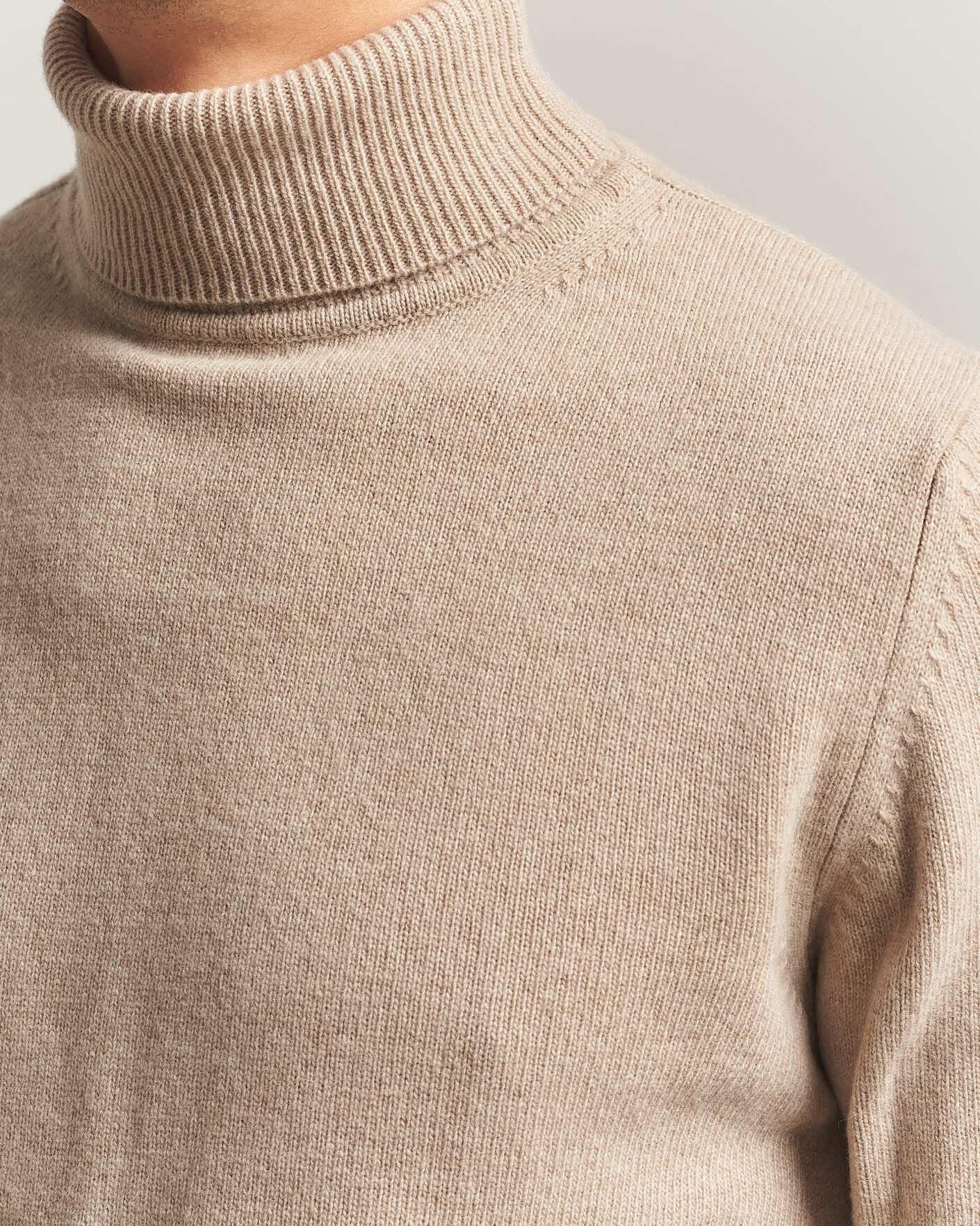 Uomini | Maglieria | Stenströms | Brushed Merino Rollneck Beige