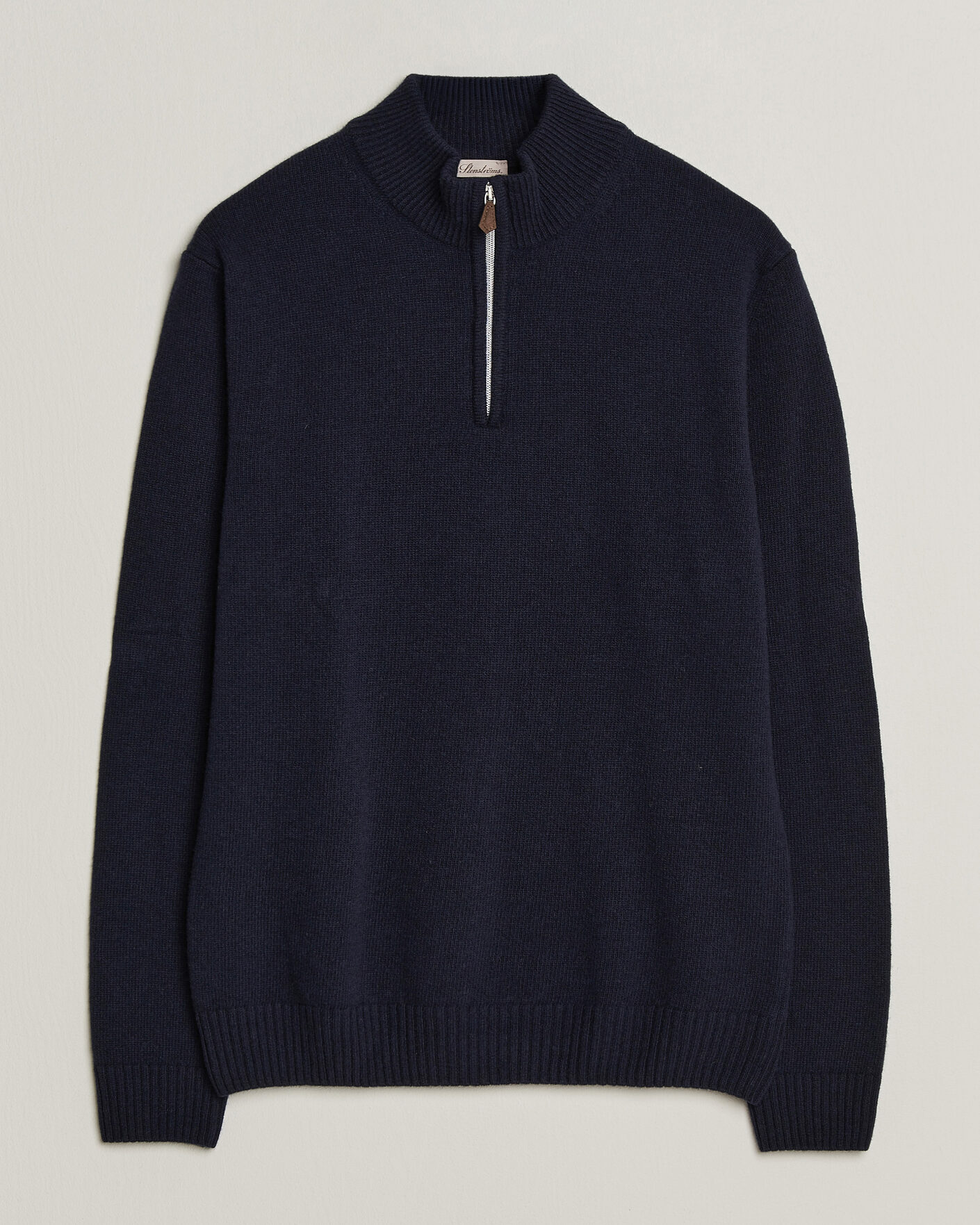 Uomini | Maglieria | Stenströms | Brushed Merino Half-Zip Navy