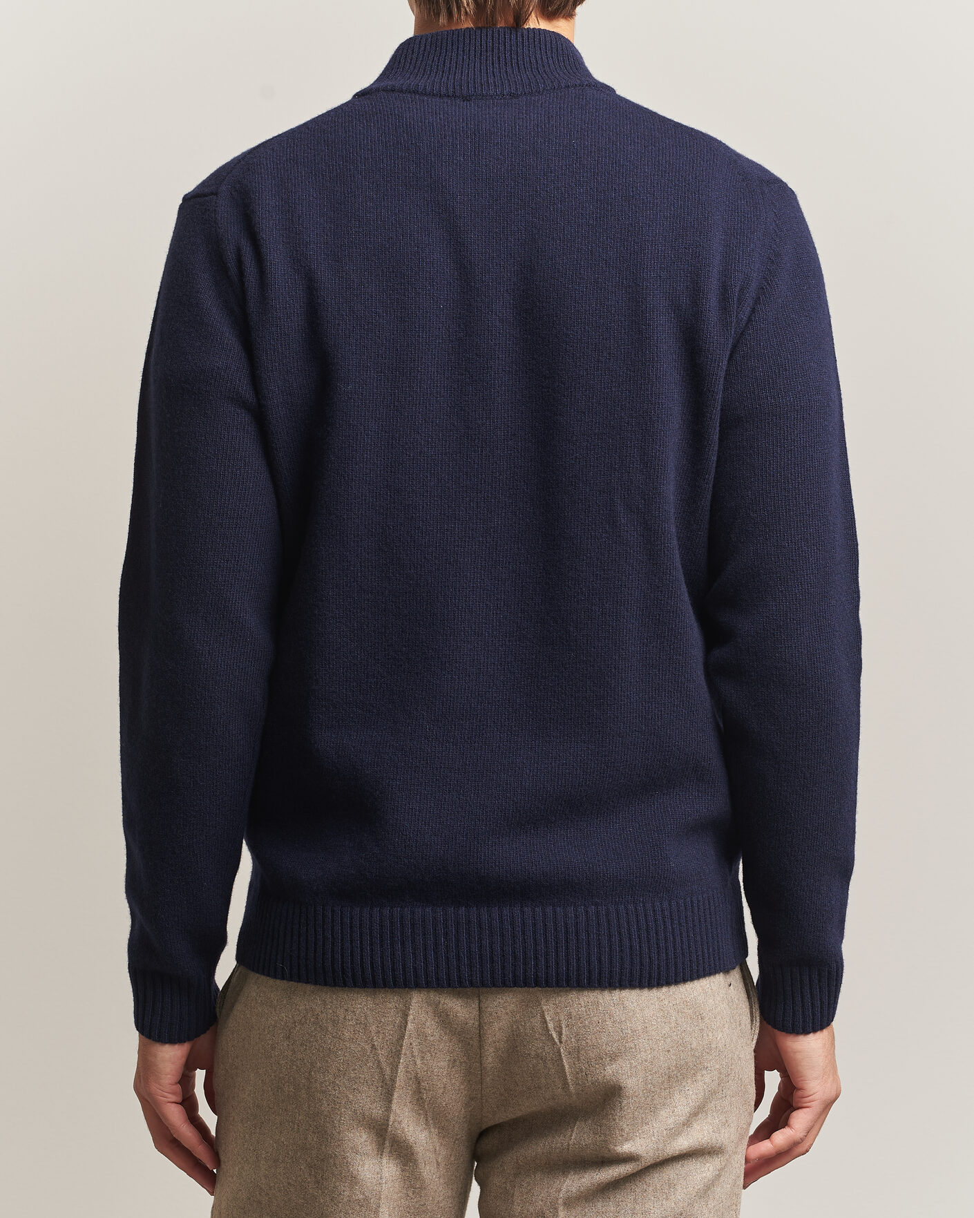 Uomini | Maglieria | Stenströms | Brushed Merino Half-Zip Navy