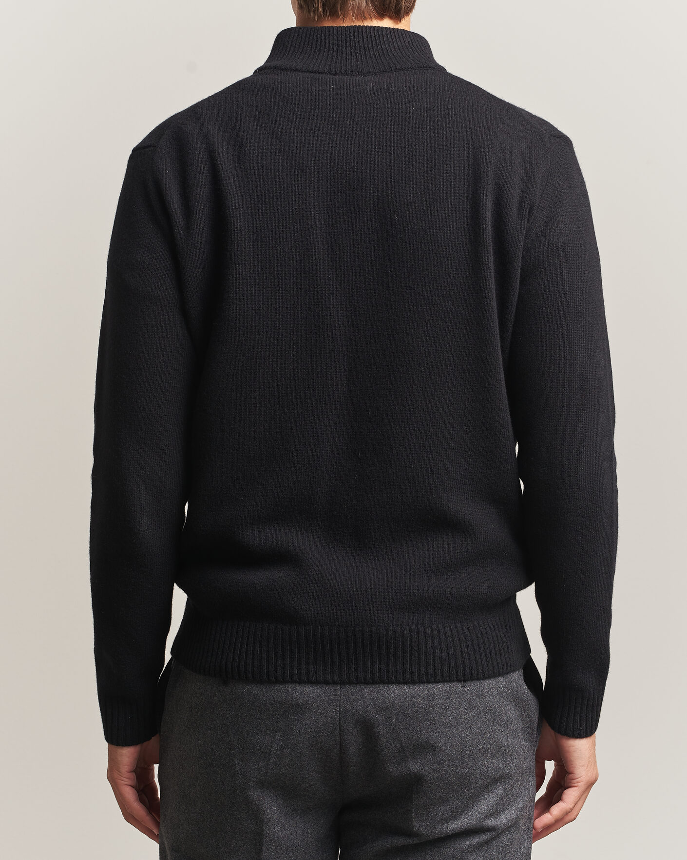 Uomini | Maglieria | Stenströms | Brushed Merino Half-Zip Black