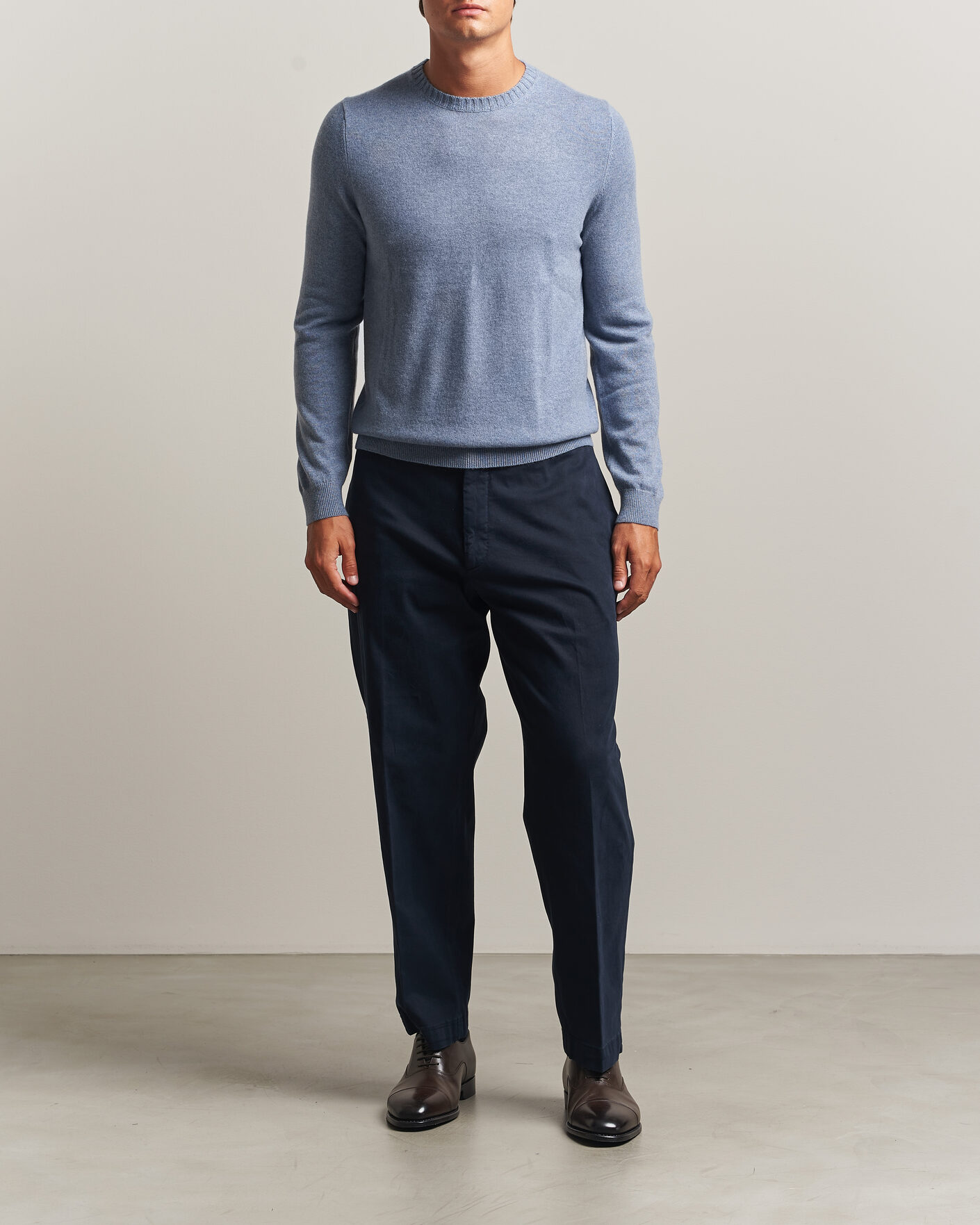 Uomini | Maglieria | Stenströms | Cashmere Crewneck Light Blue