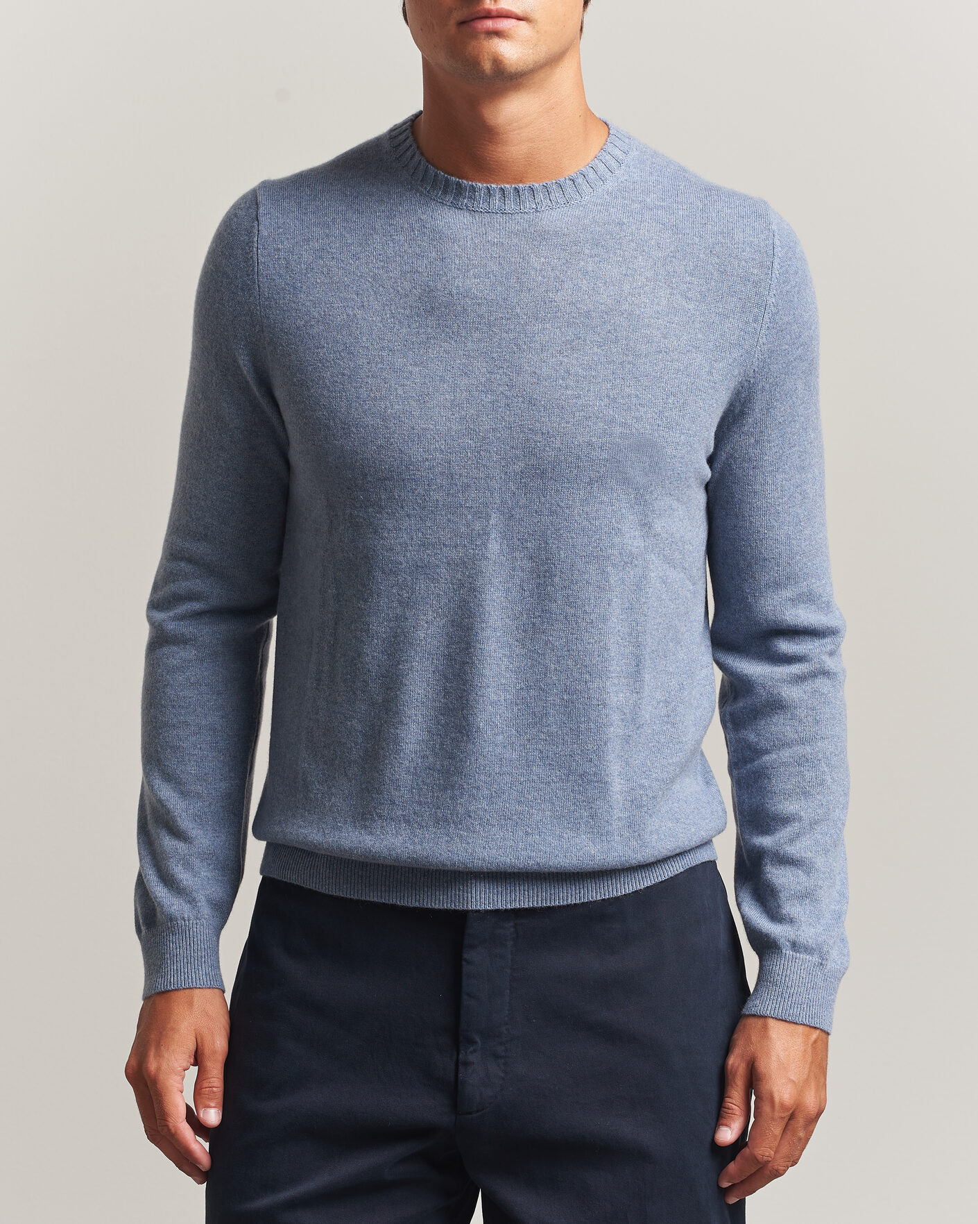 Uomini | Maglieria | Stenströms | Cashmere Crewneck Light Blue