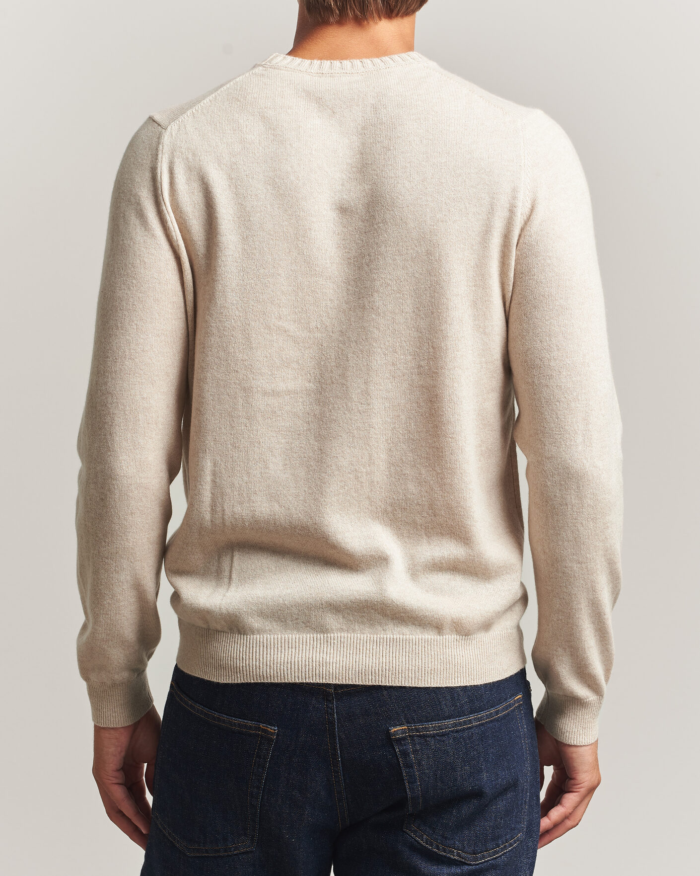 Uomini | Maglieria | Stenströms | Cashmere Crewneck Beige
