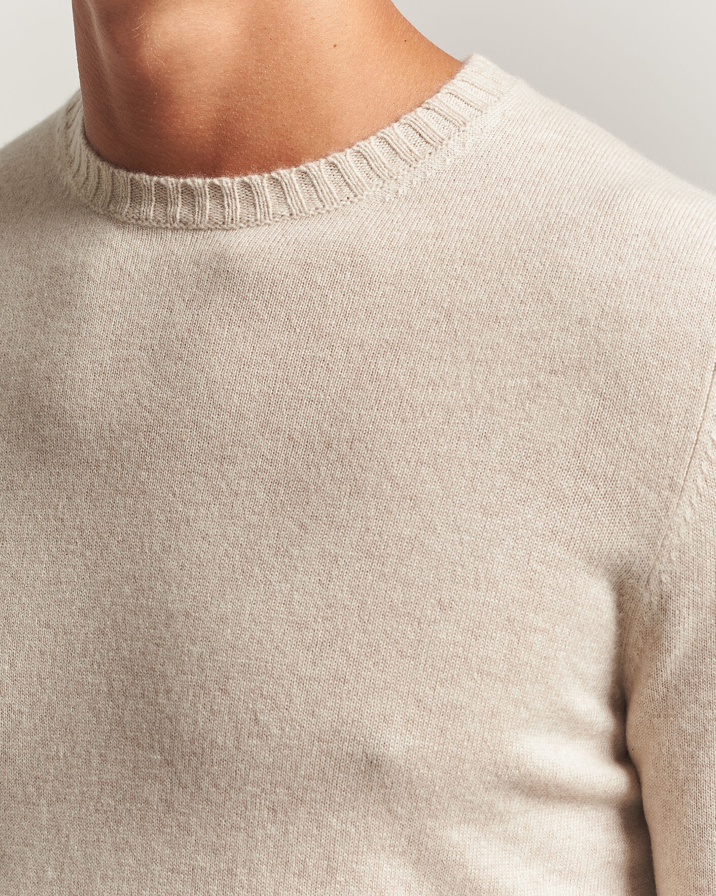 Uomini | Maglieria | Stenströms | Cashmere Crewneck Beige