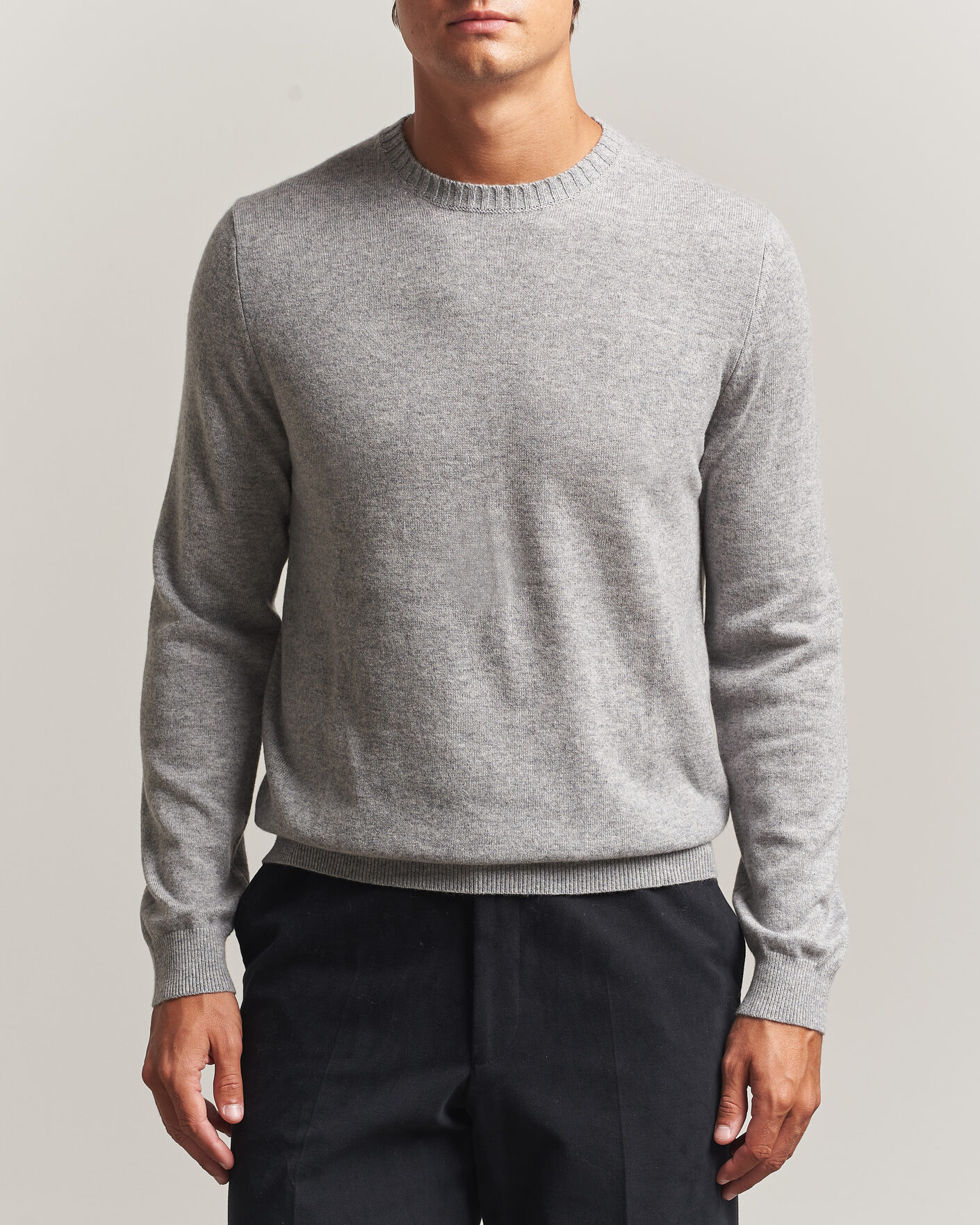 Uomini | Maglieria | Stenströms | Cashmere Crewneck Grey