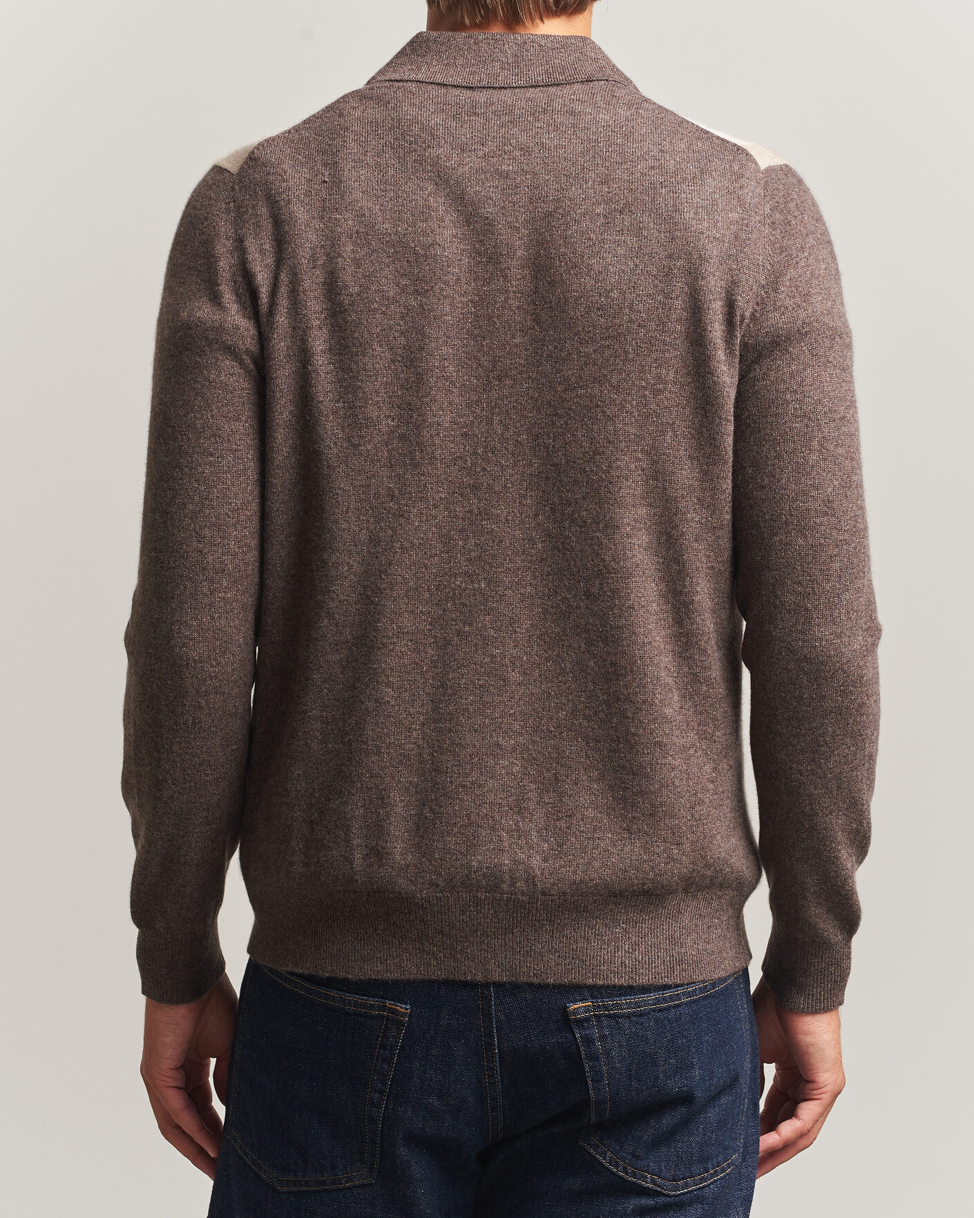 Uomini | Maglieria | Stenströms | Cashmere Striped Polo Cardigan Brown