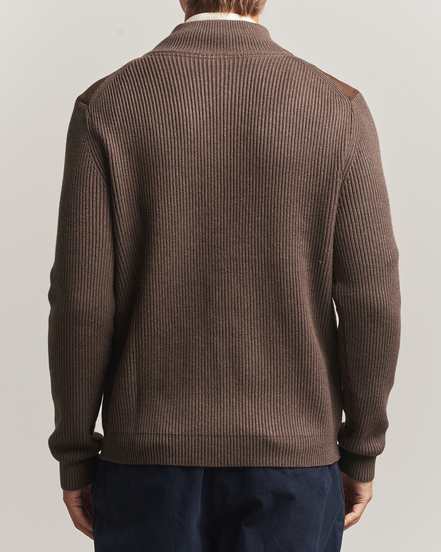 Uomini | Maglieria | Stenströms | Knitted Hybrid Alcantara Jacket Brown