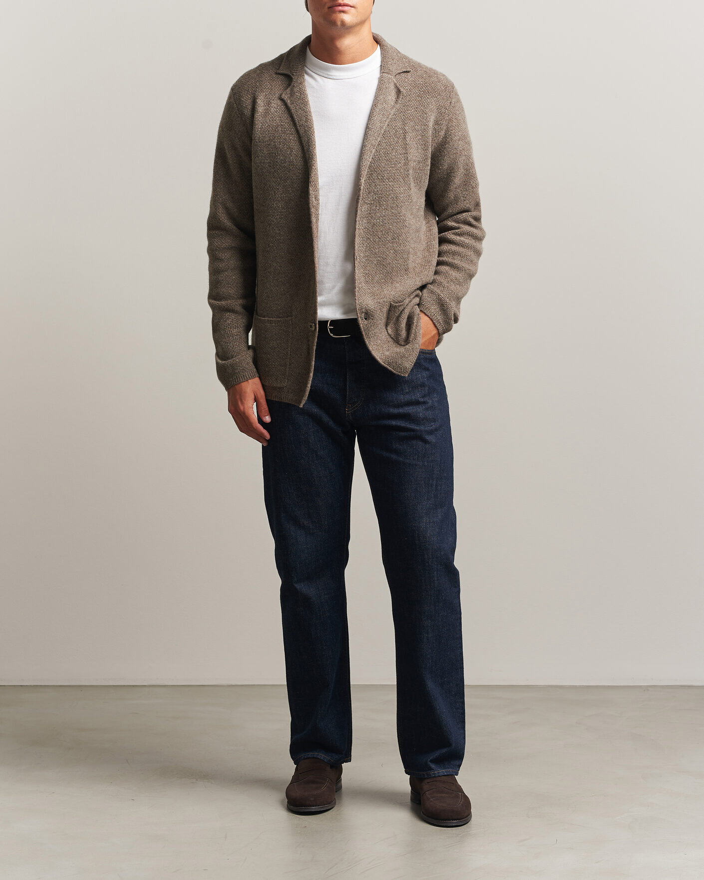 Uomini | Maglieria | Stenströms | Knitted Yak/Merino Cardigan Blazer Brown