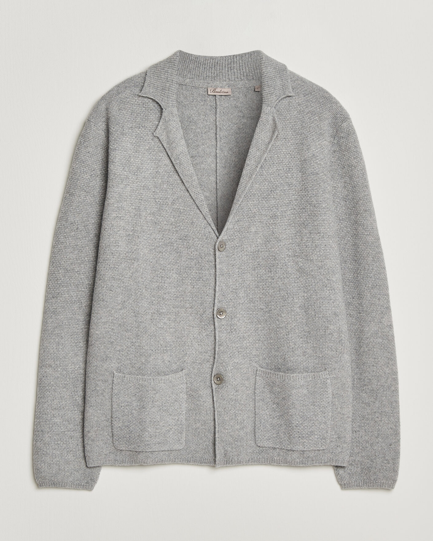 Uomini | Maglieria | Stenströms | Knitted Yak/Merino Cardigan Blazer Grey