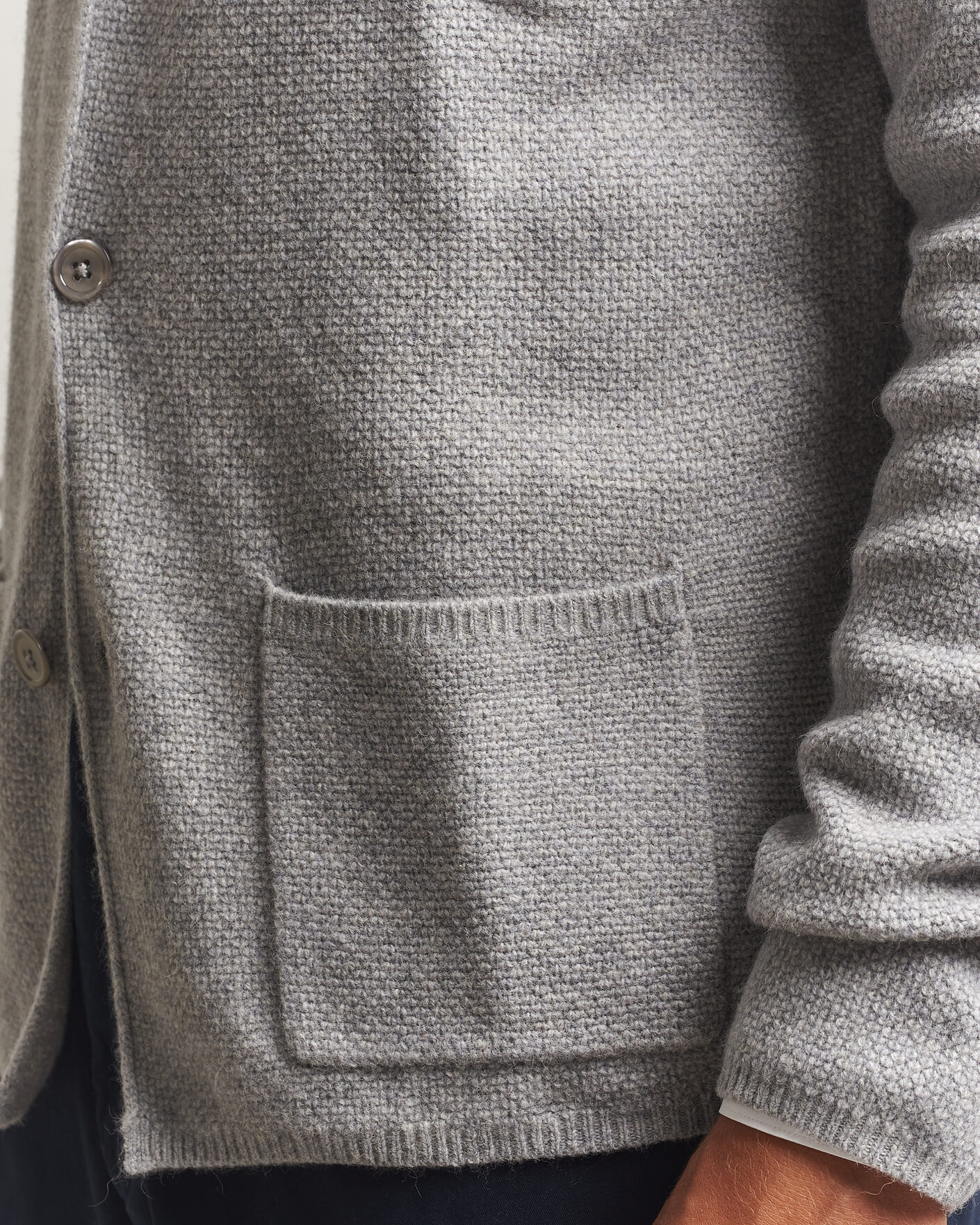Uomini | Maglieria | Stenströms | Knitted Yak/Merino Cardigan Blazer Grey