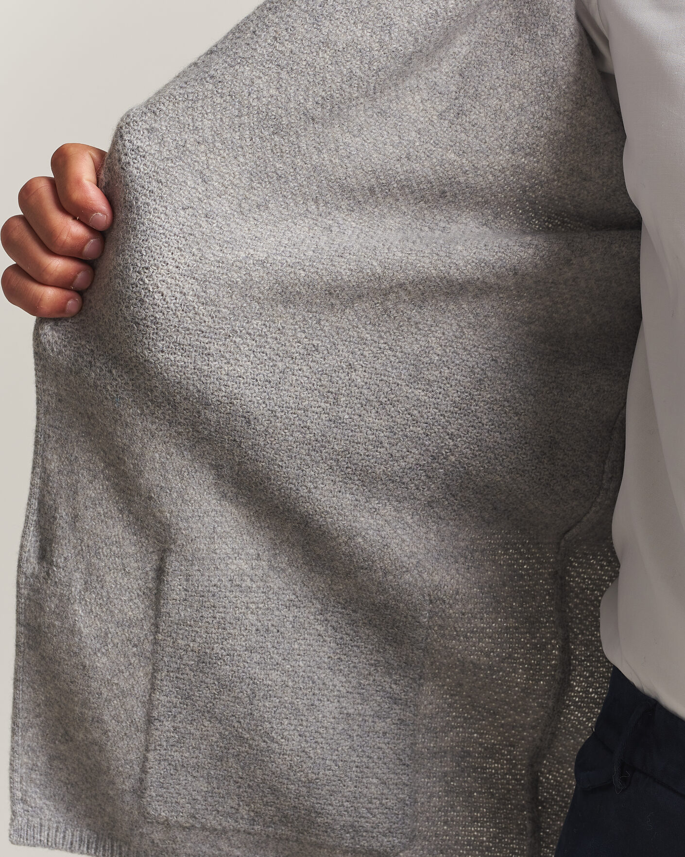 Uomini | Maglieria | Stenströms | Knitted Yak/Merino Cardigan Blazer Grey